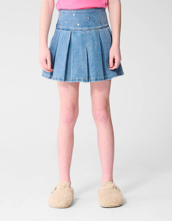 Denim Stud Mini Rok Blauw SHOEBY GIRLS