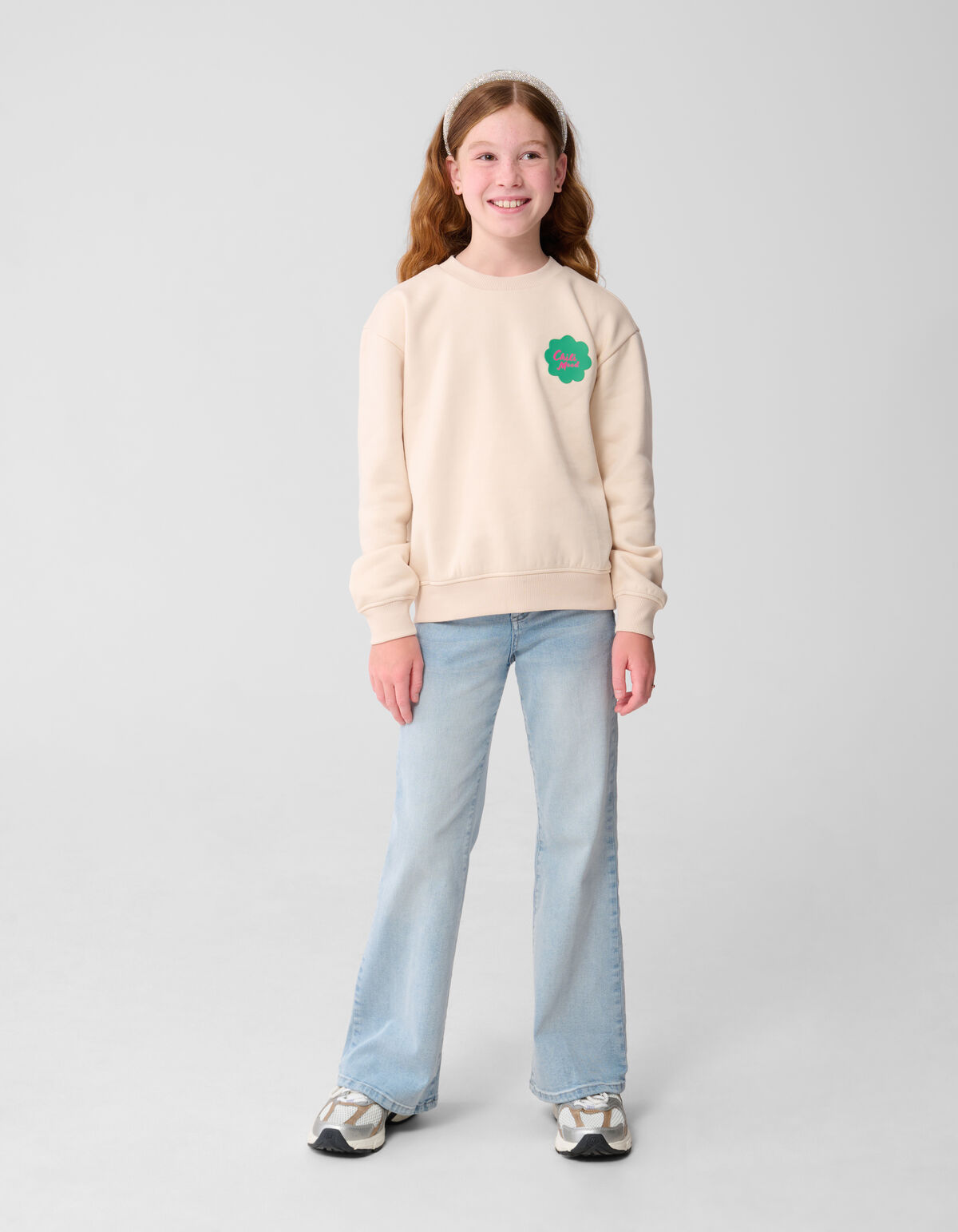Peper Artwork Sweater Gebroken Wit SHOEBY GIRLS