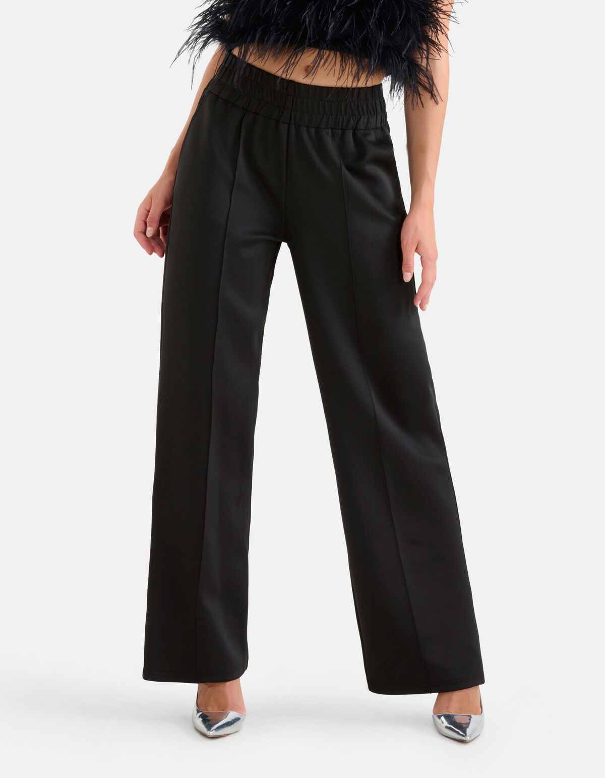 Wide Leg Broek Zwart By Monica SHOEBY WOMEN
