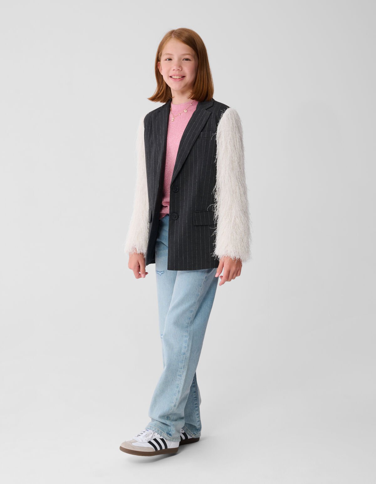 Fluffy Glitter Blazer Gebroken Wit SHOEBY GIRLS