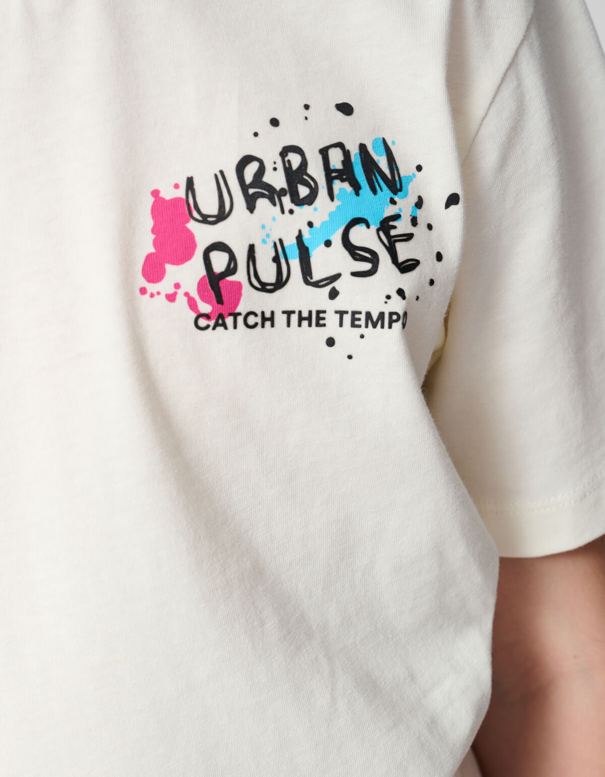 Urban Artwork T-shirt Gebroken Wit SHOEBY BOYS