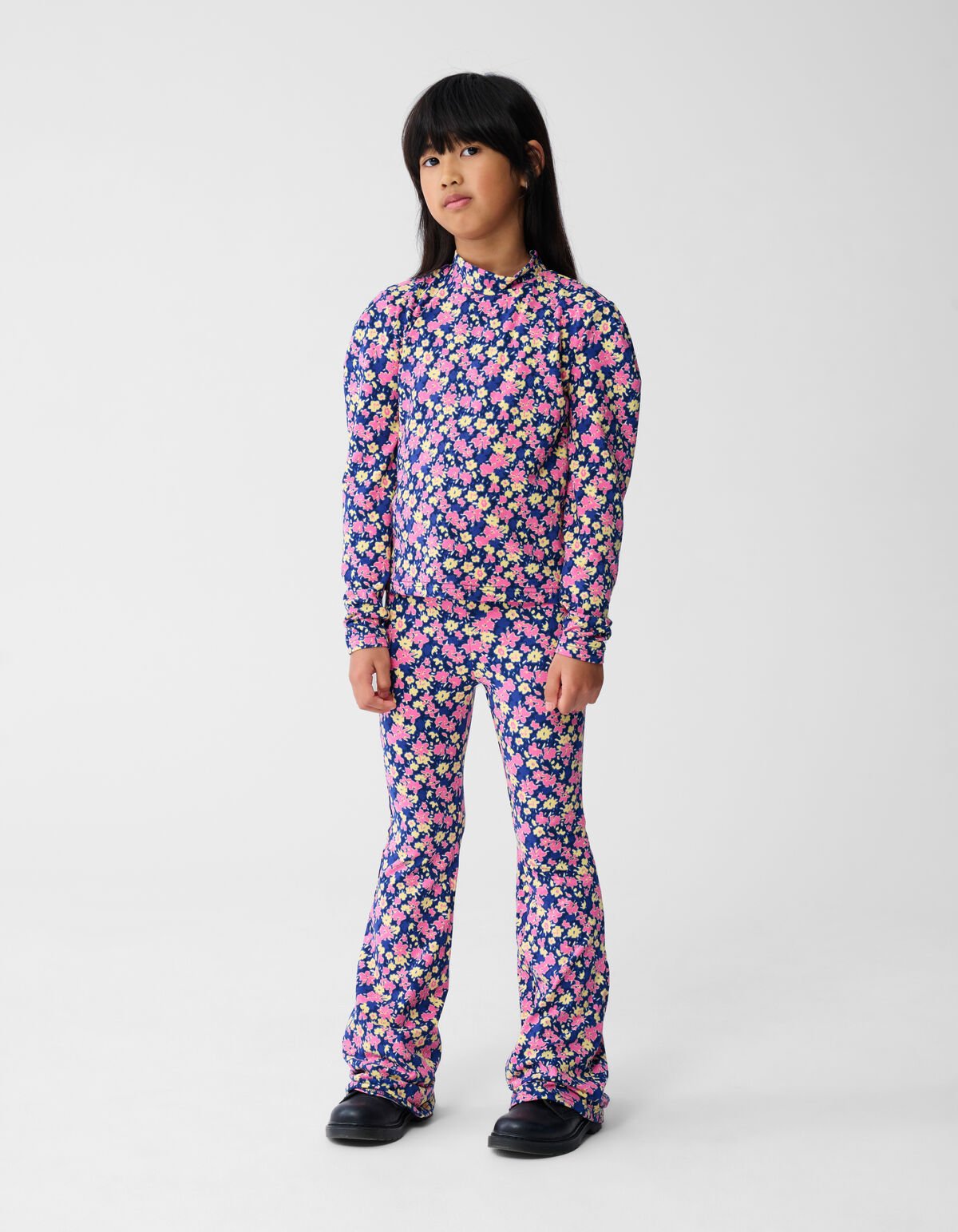 Flower Flared Fit Broek Donkerblauw/Roze SHOEBY GIRLS