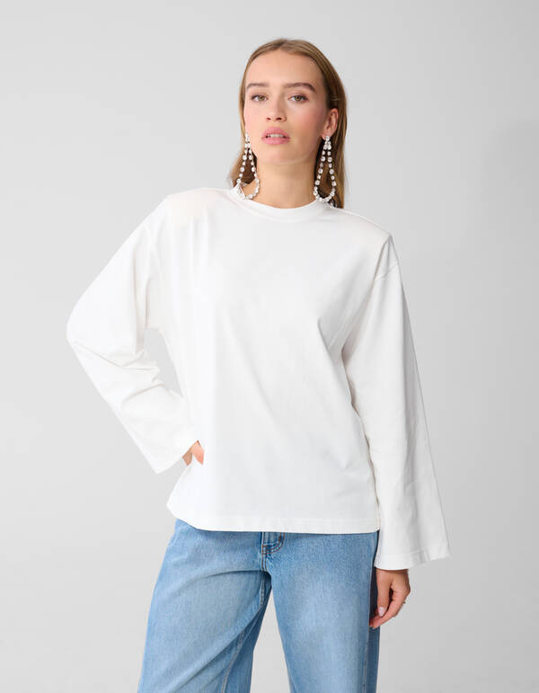 Oversized Longsleeve T-shirt Wit By Monica SHOEBY WOMEN