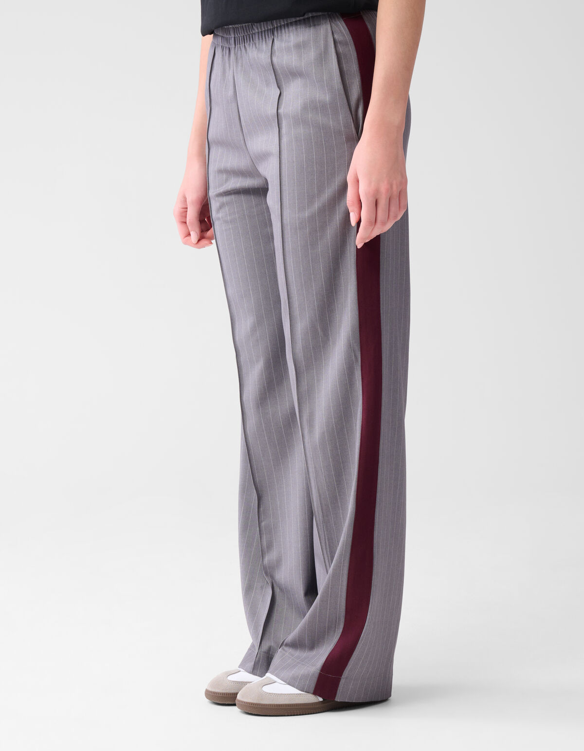 Pinstripe Wide Leg Fit Broek Lichtgrijs SHOEBY WOMEN