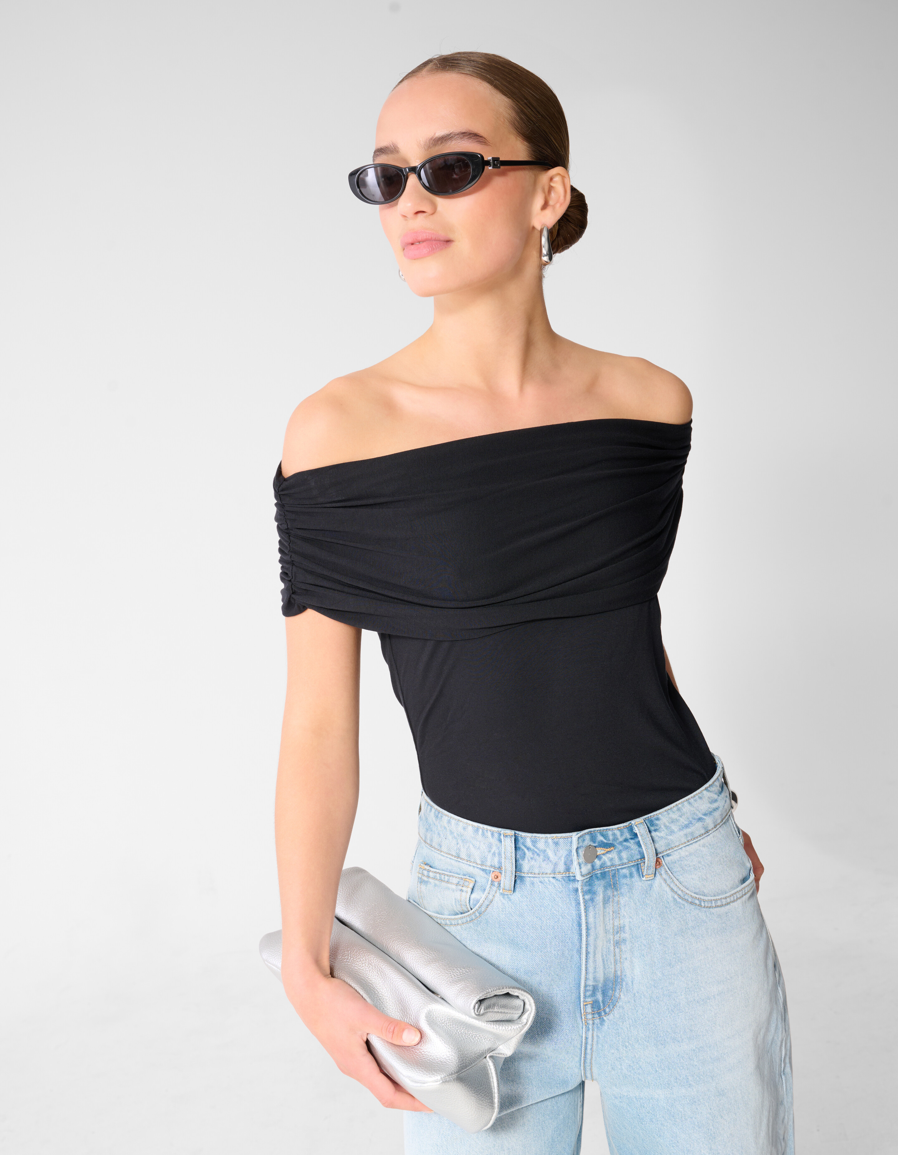 Off Shoulder Top Zwart SHOEBY WOMEN