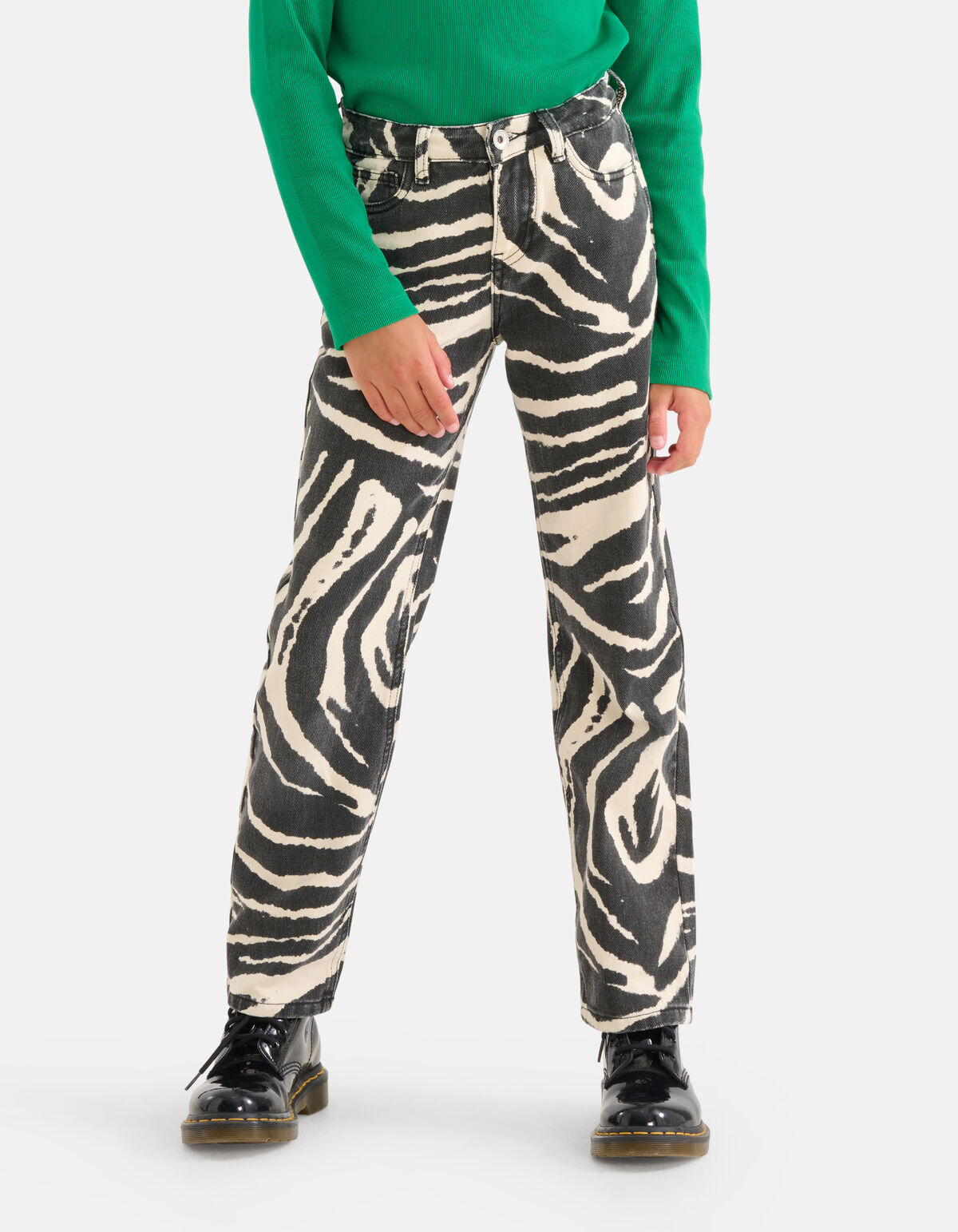 Printed Straight Denim Jeans Zwart SHOEBY GIRLS