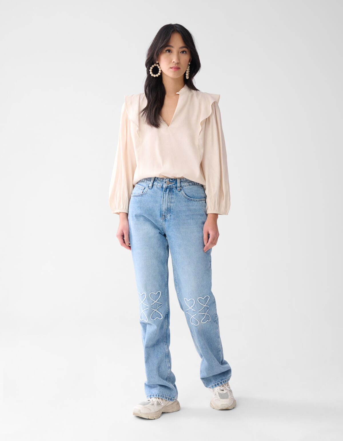 Shine Ruffle Blouse Gebroken Wit SHOEBY WOMEN
