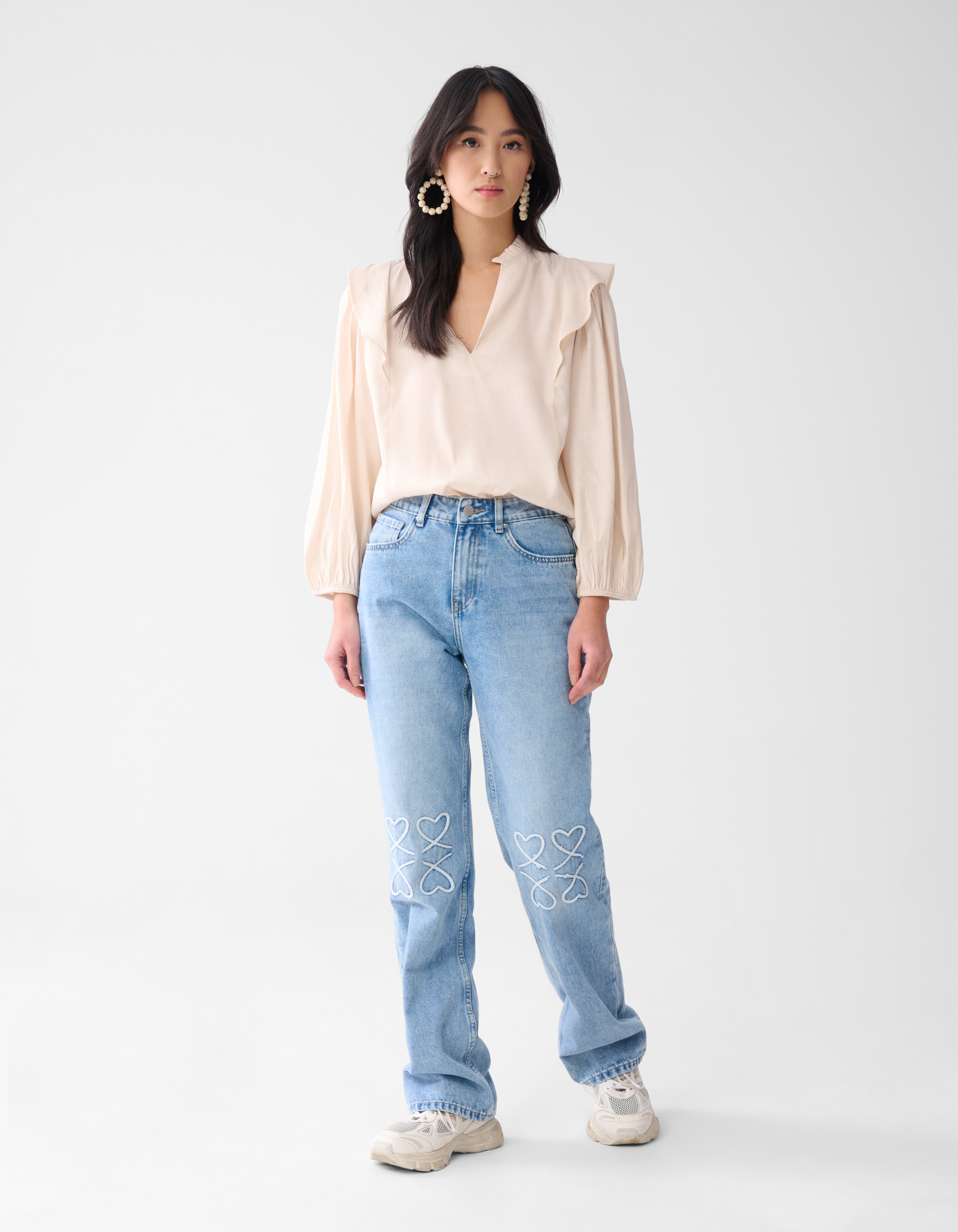 Shine Ruffle Blouse Gebroken Wit SHOEBY WOMEN