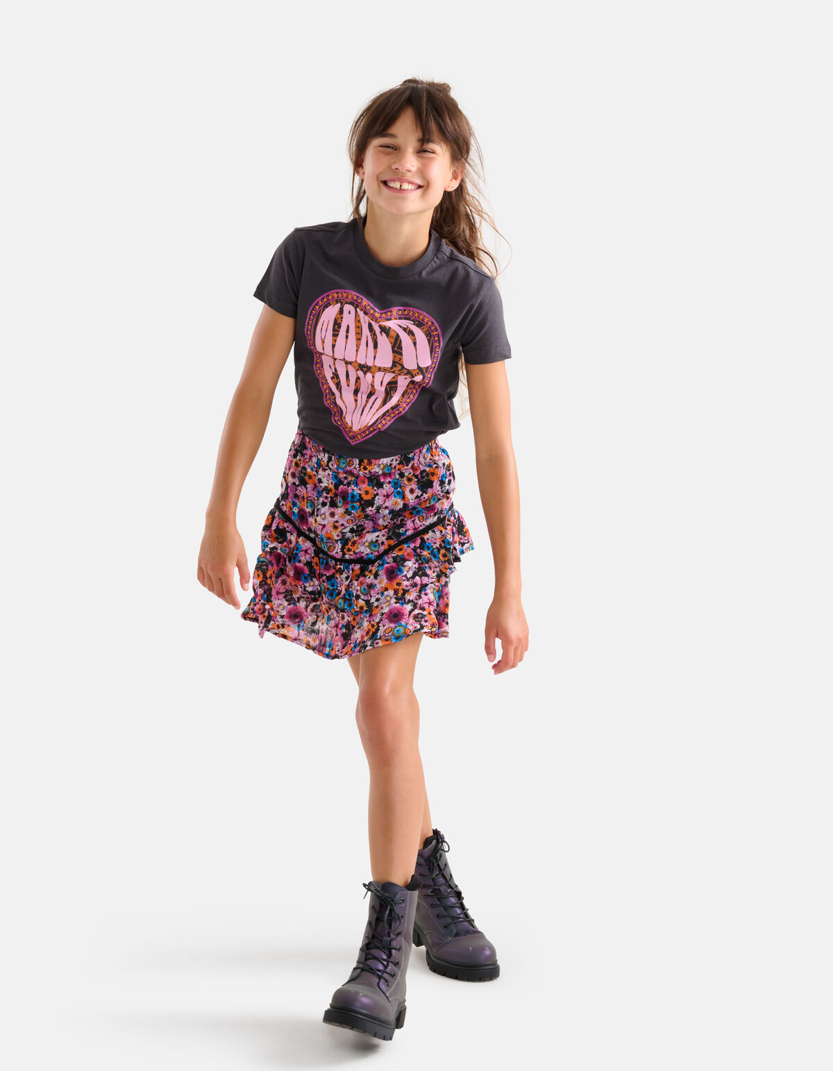 Artwork T-shirt Donkergrijs SHOEBY GIRLS