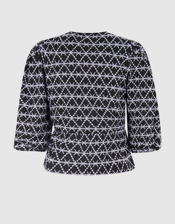 Printed Strik Blouse Zwart/Wit SHOEBY WOMEN