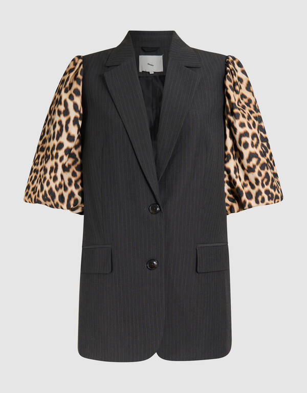 Leopard Sleeve Blazer Zwart SHOEBY WOMEN