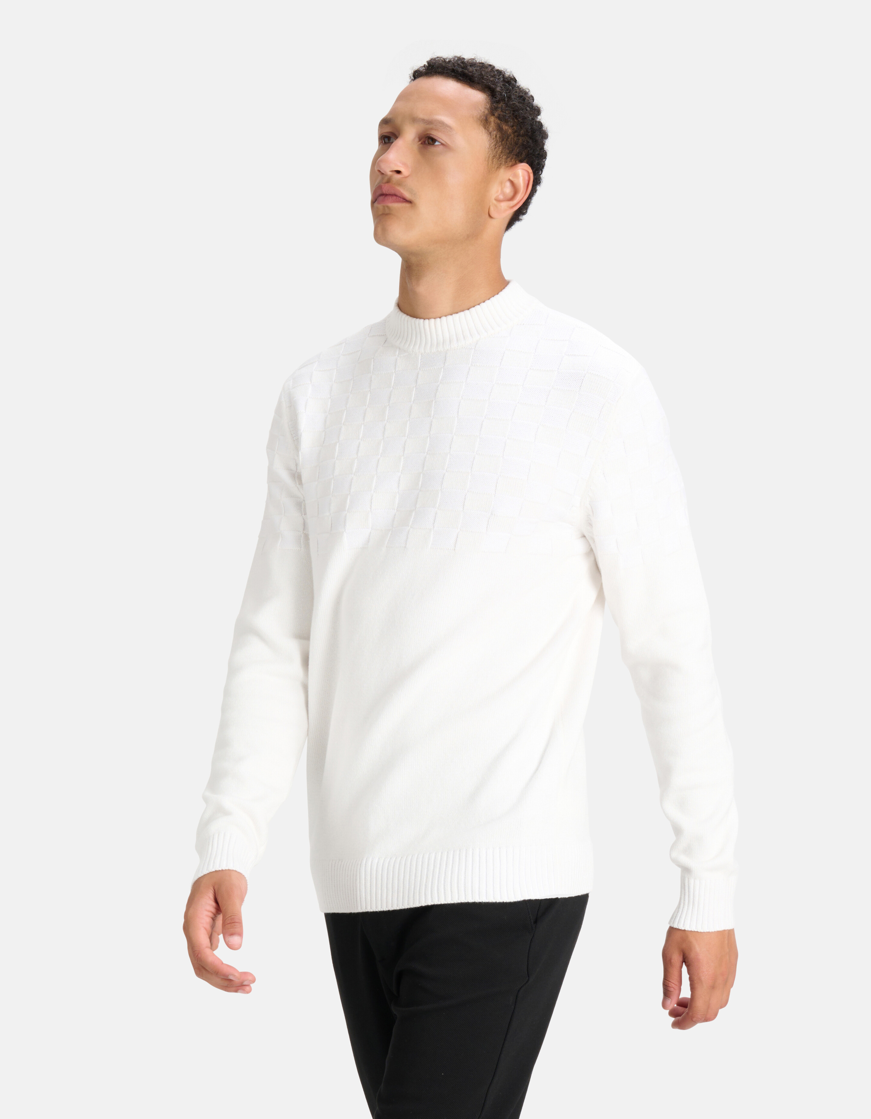 Geblokte Trui Wit SHOEBY MEN