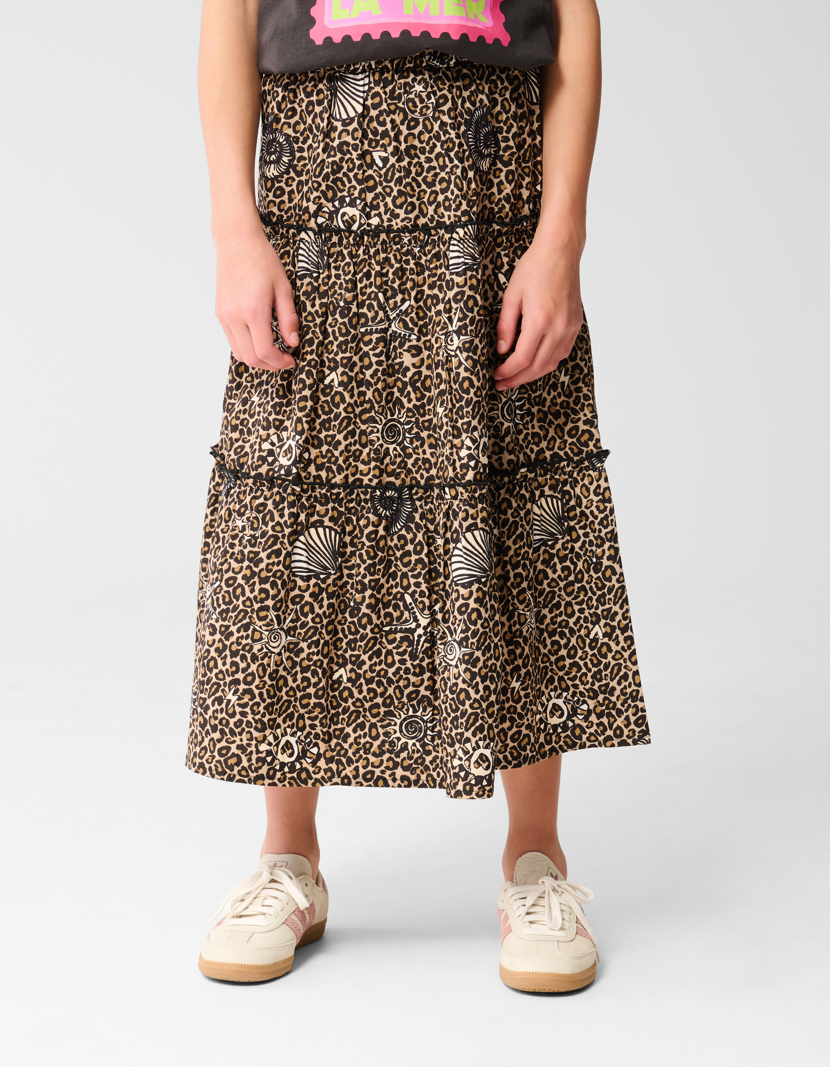 Printed Leopard Maxi Rok Bruin SHOEBY GIRLS