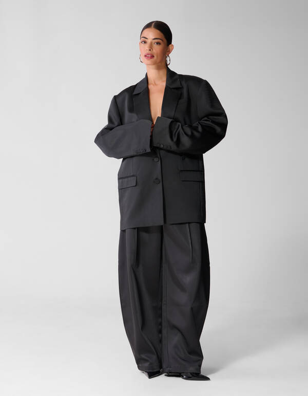 Oversized Satijnen Blazer Zwart SHOEBY WOMEN