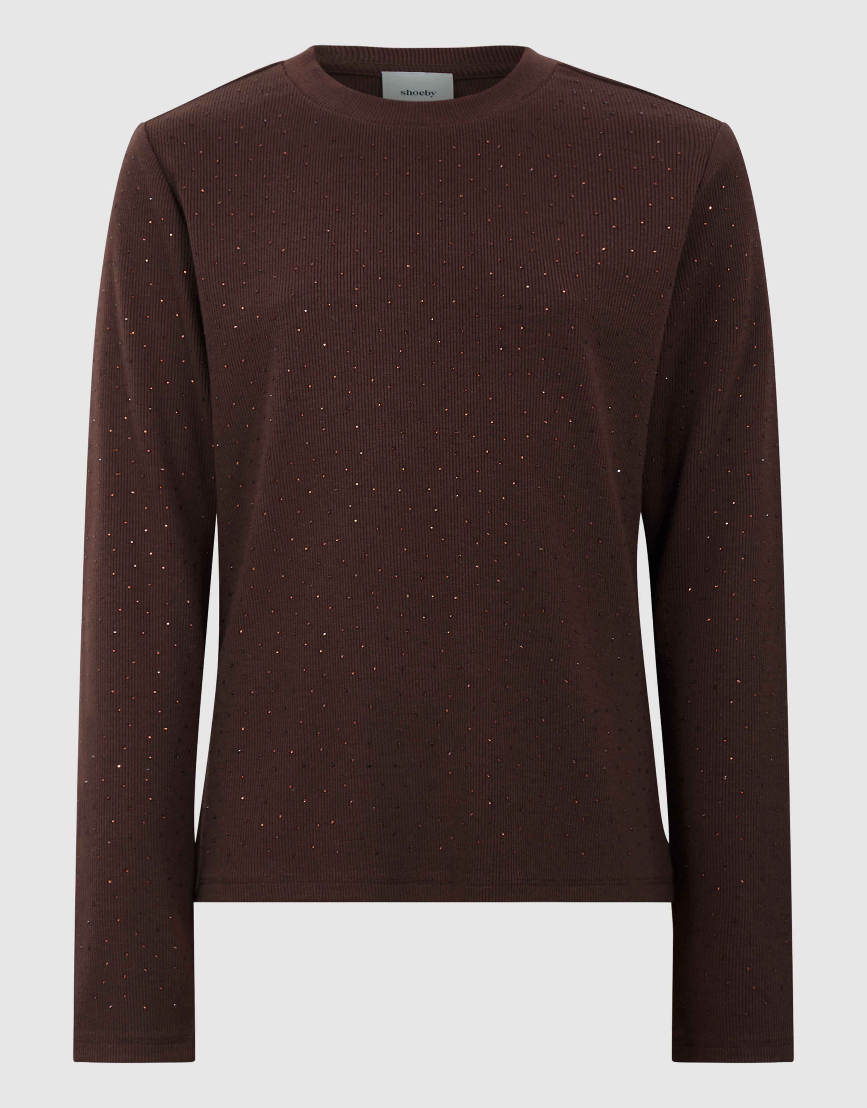 Strass Rib Longsleeve Top Donkerbruin SHOEBY GIRLS
