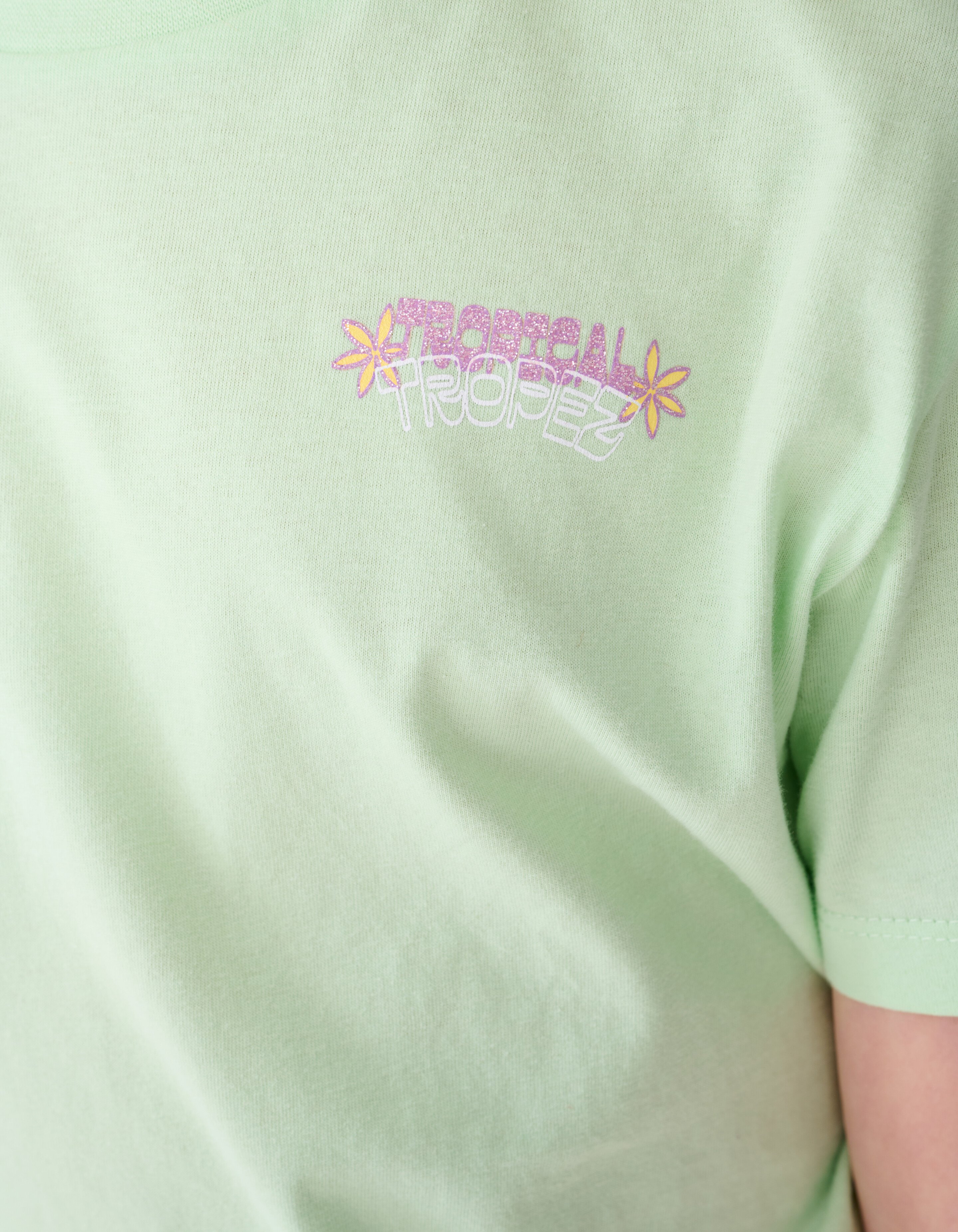 Tropical Artwork T-shirt Lichtgroen SHOEBY GIRLS