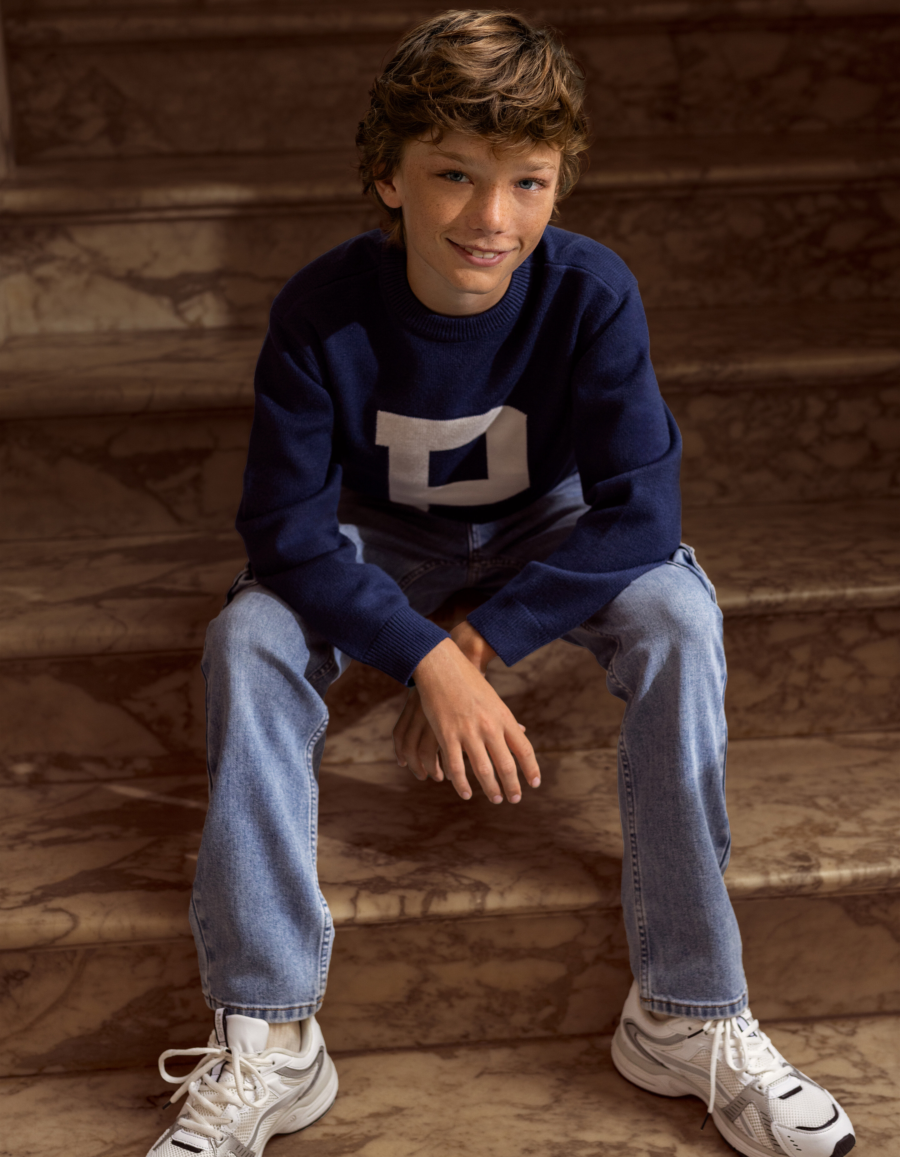 Jacquard Gebreide Trui Donkerblauw SHOEBY BOYS