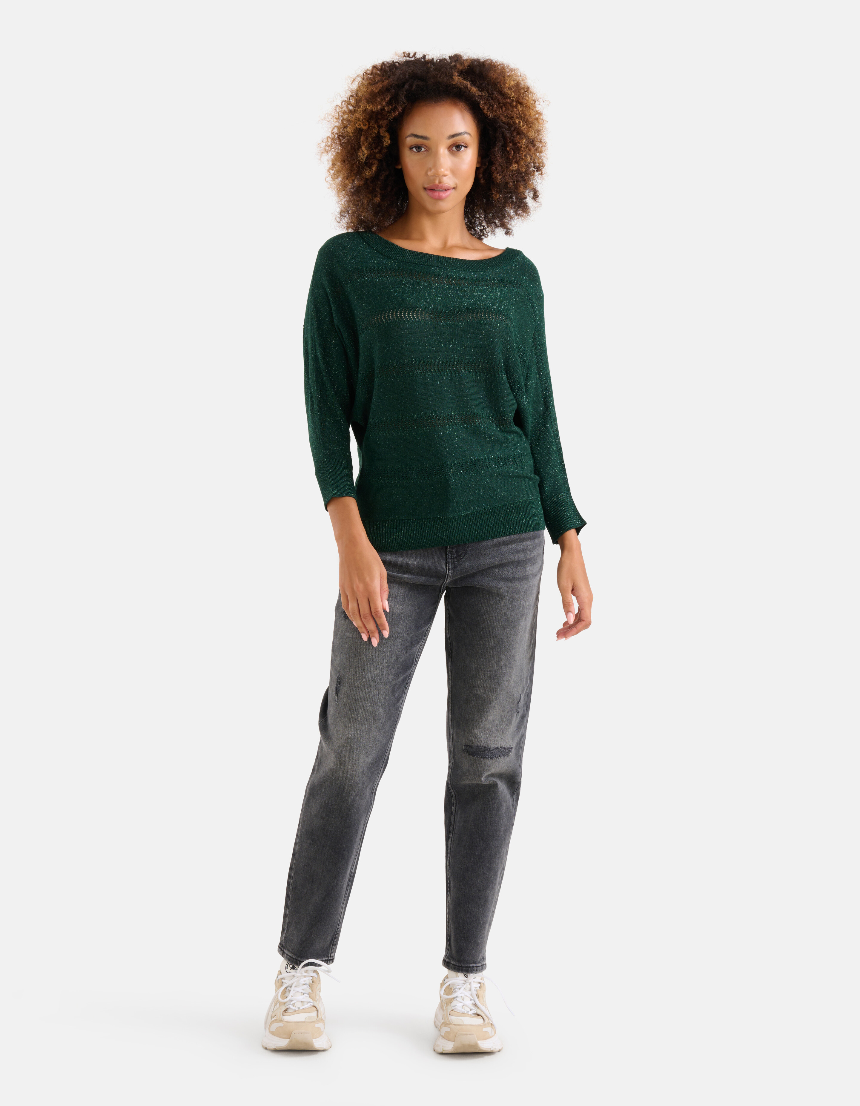 Glitter Vleermuismouwen Trui Groen SHOEBY WOMEN