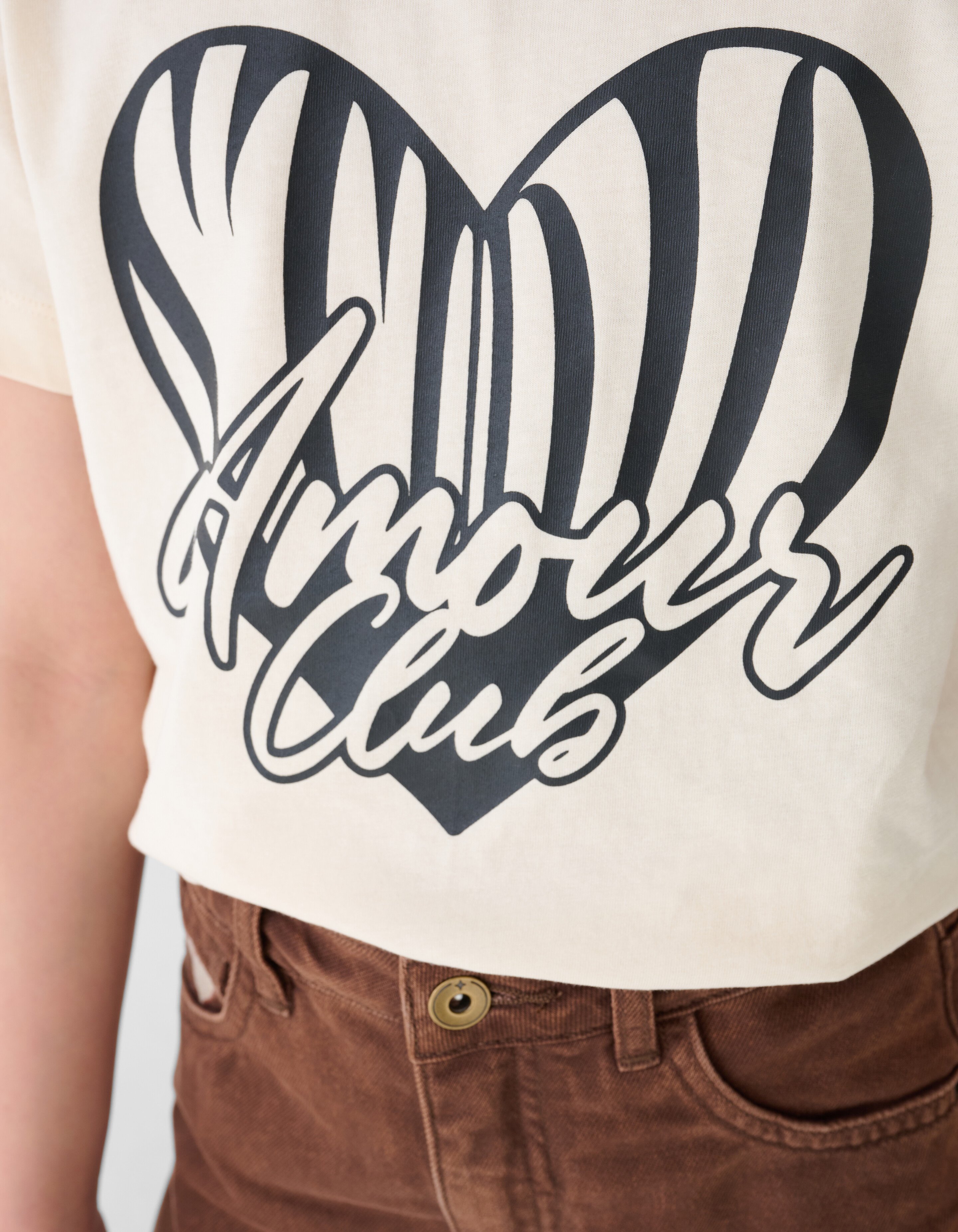 Heart Club Artwork T-shirt Gebroken Wit SHOEBY GIRLS
