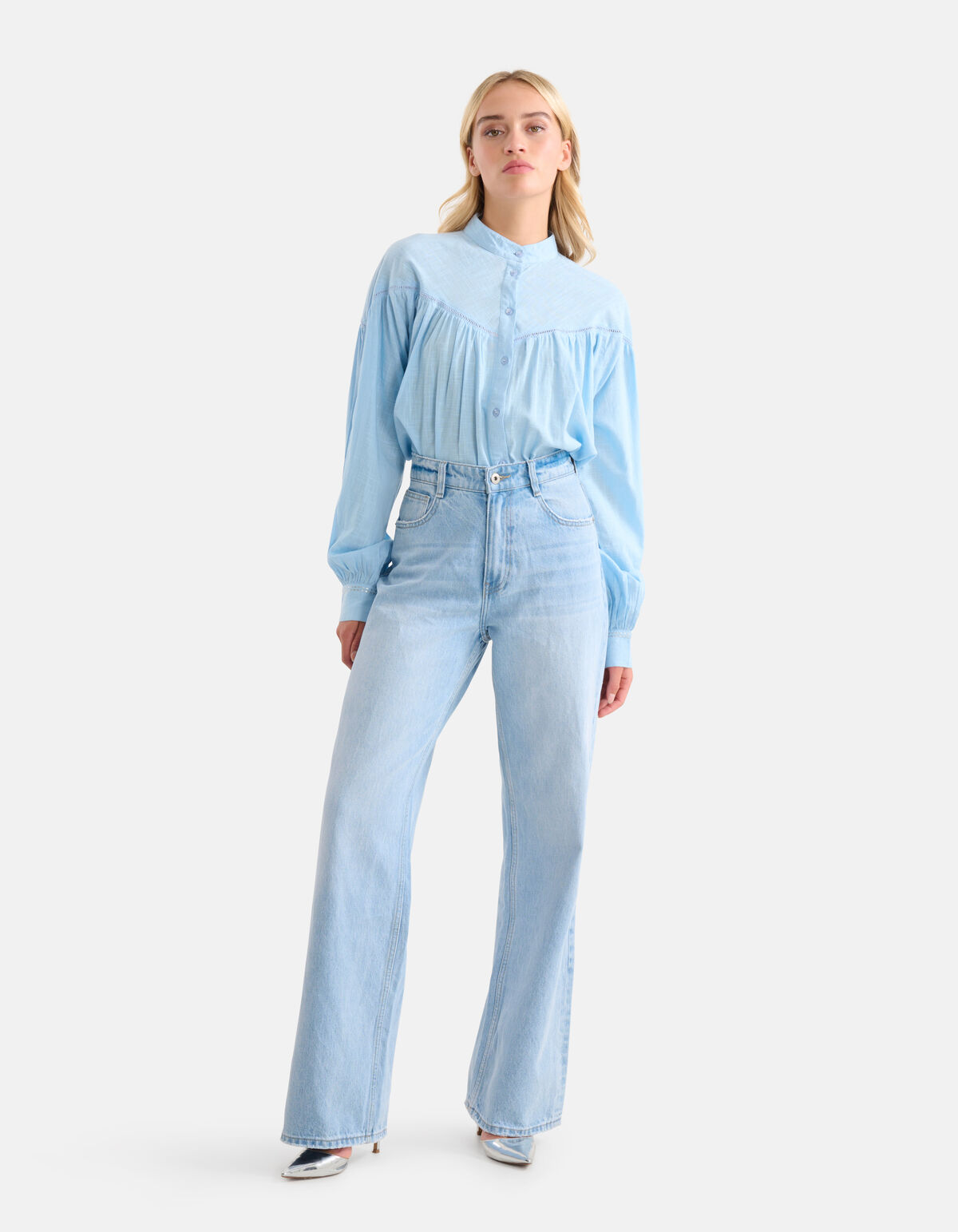 Embroidery Blouse Blauw SHOEBY WOMEN