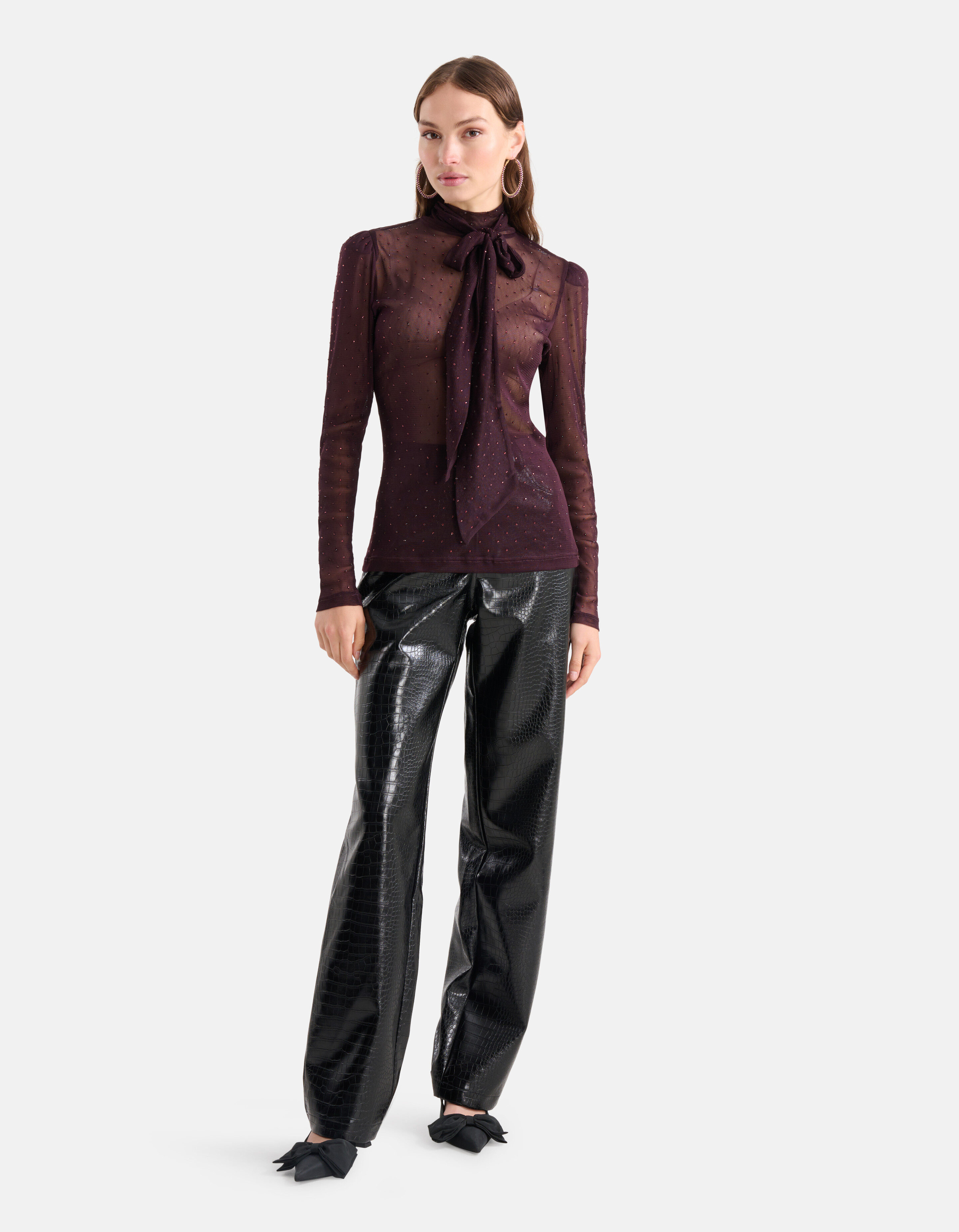 Strass Mesh Top Bordeaux SHOEBY WOMEN