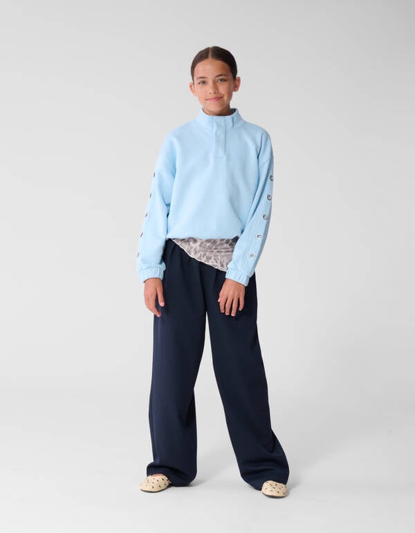 Eyelet Wide Leg Pantalon Donkerblauw SHOEBY GIRLS