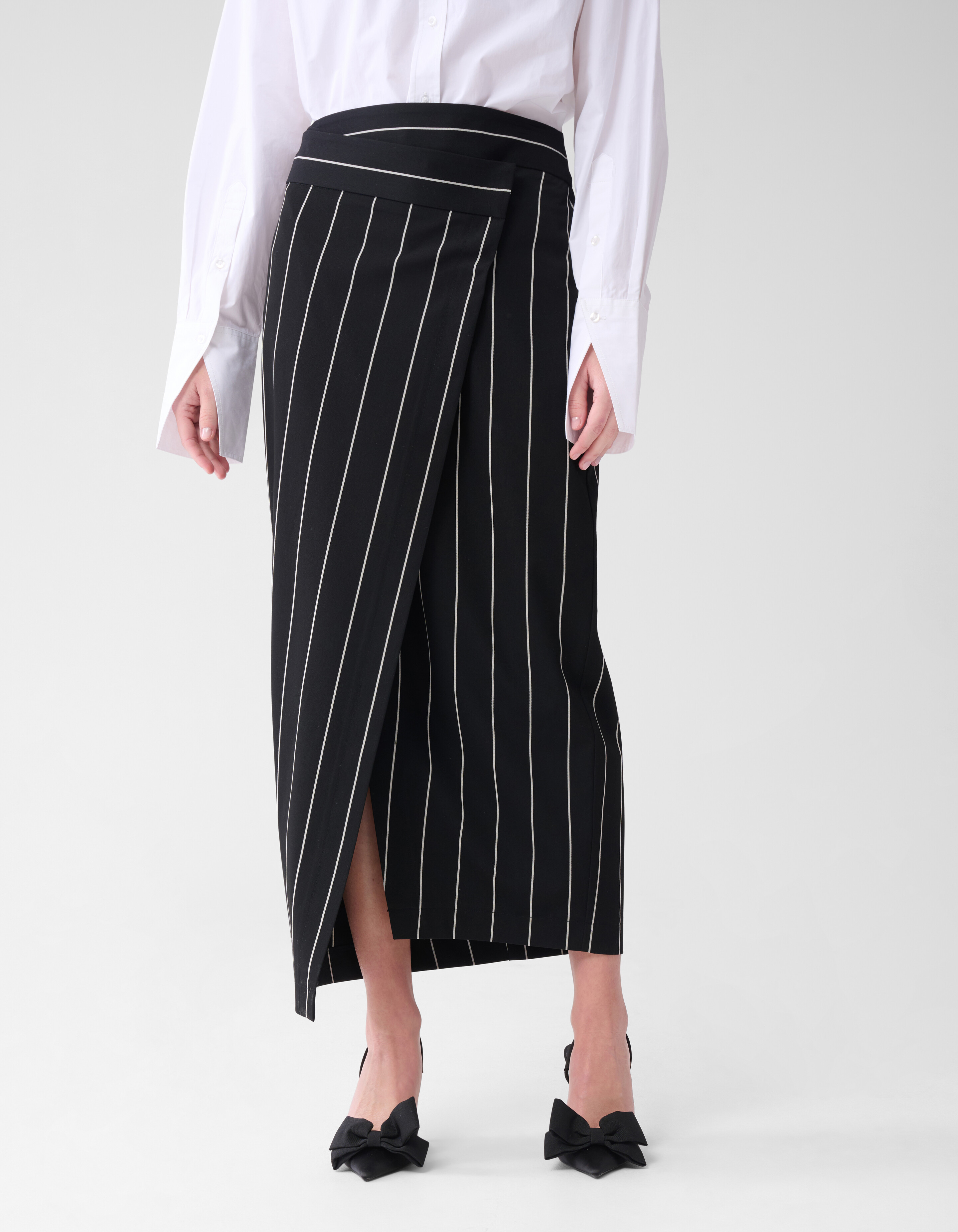 Stripe Overslag Maxi Rok Zwart/Wit By Lonneke SHOEBY WOMEN