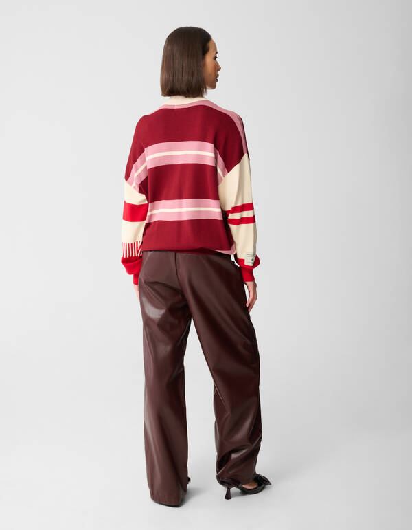 Oversized Rugby Knit Trui Roze SHOEBY WOMEN