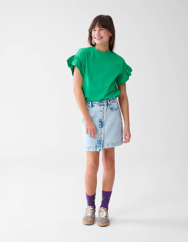 Embroidery Denim Rok Blauw SHOEBY GIRLS