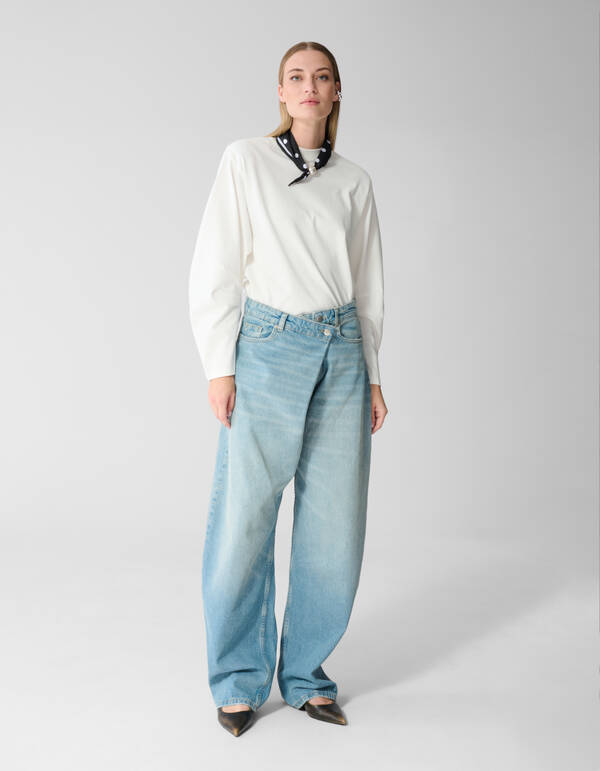 Folded Baggy Fit Jeans Mediumstone SHOEBY WOMEN