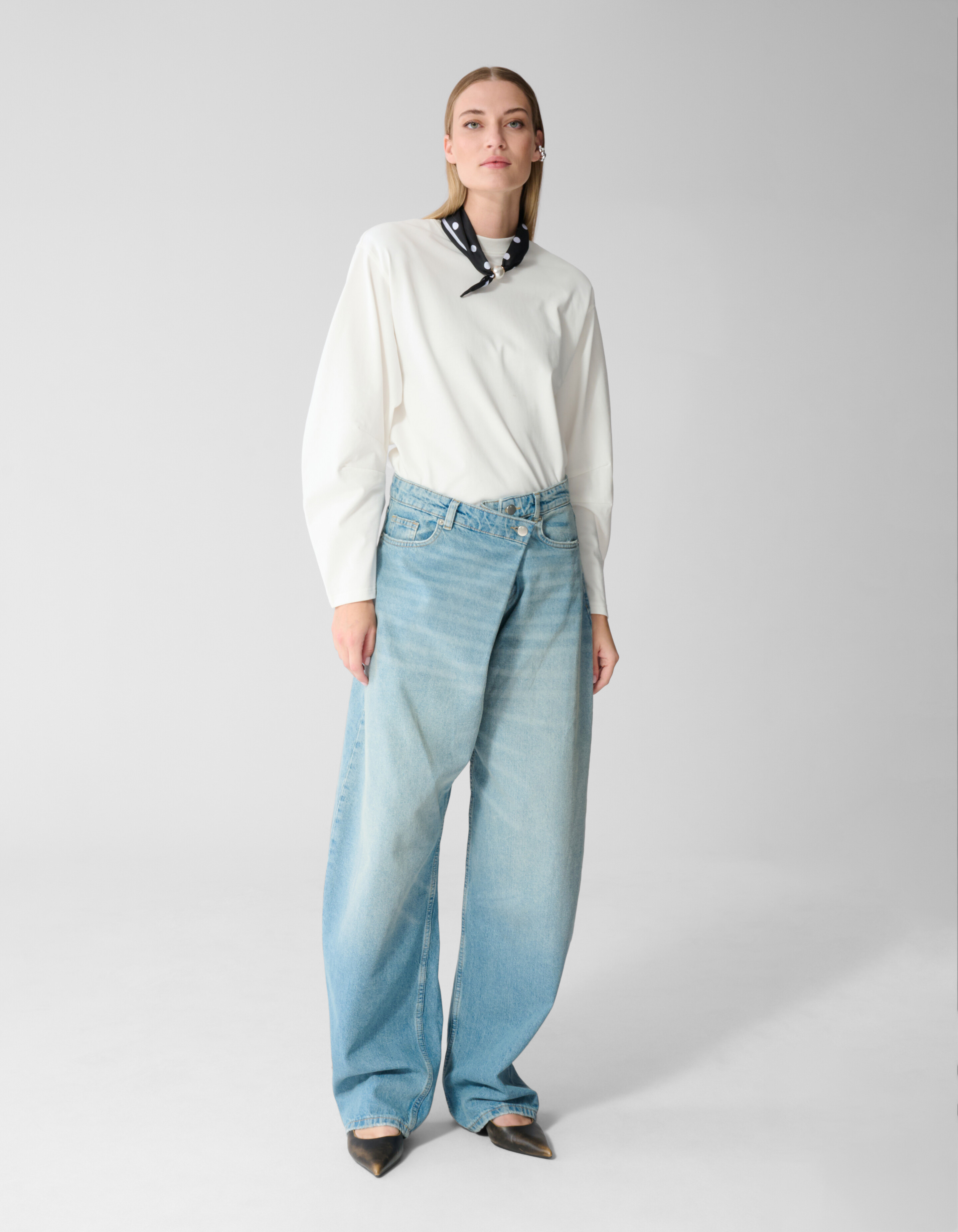Folded Baggy Fit Jeans Mediumstone SHOEBY WOMEN
