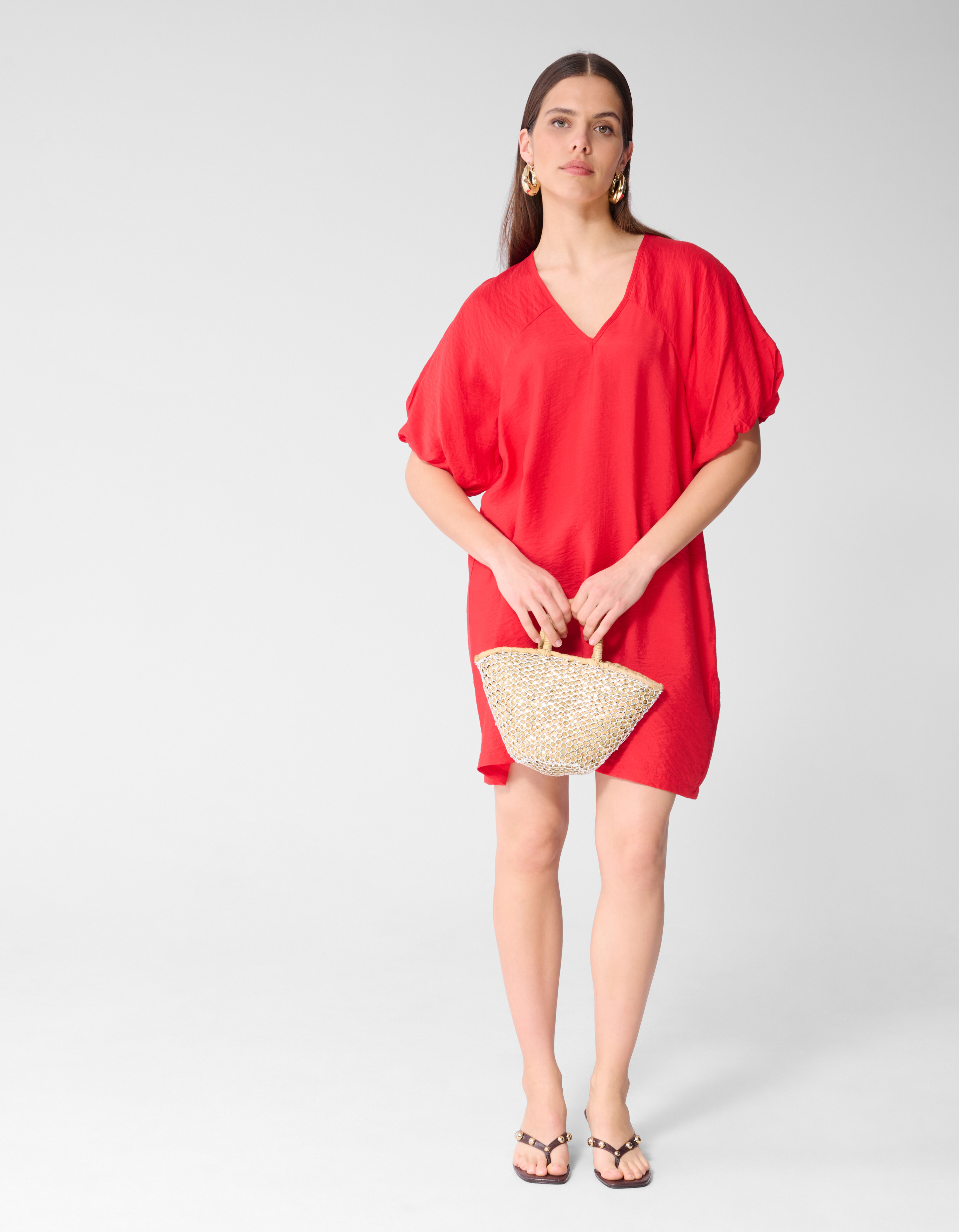 V-hals Mini Jurk Rood SHOEBY WOMEN