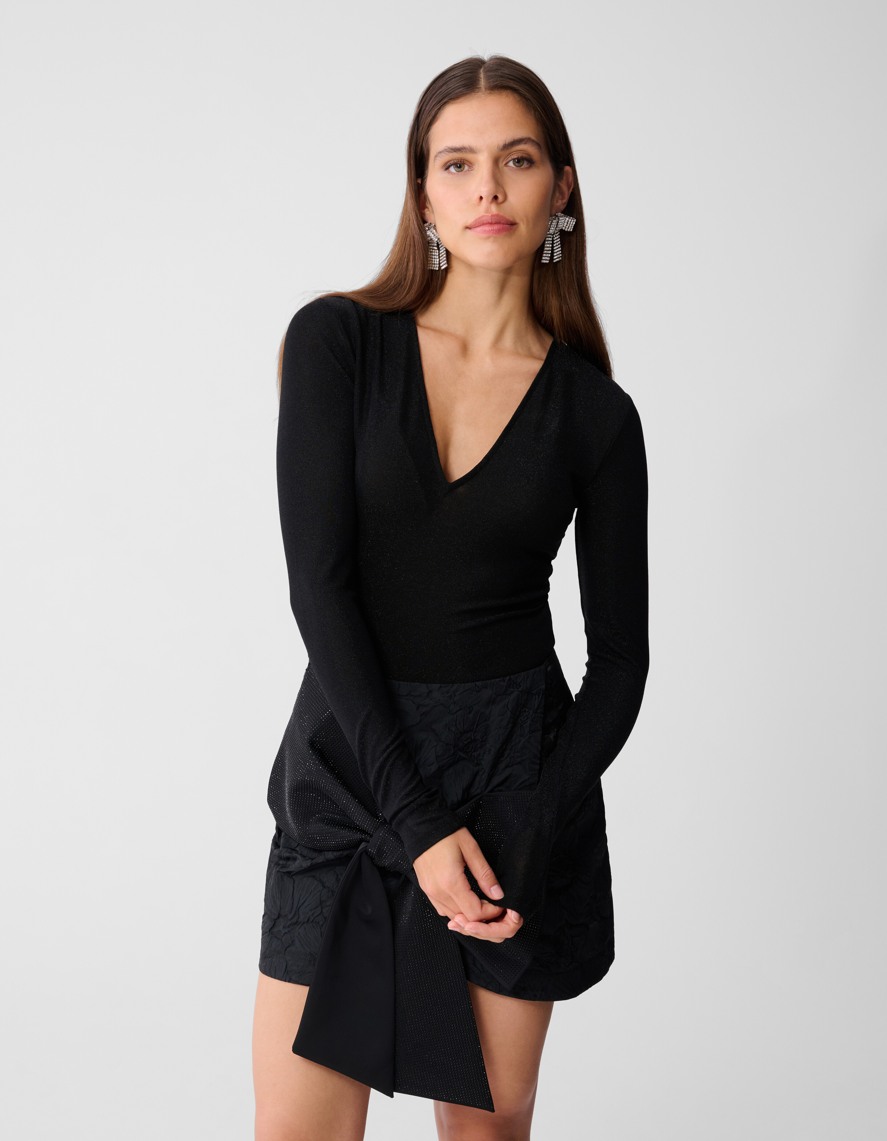 Glitter V-hals Body Zwart SHOEBY WOMEN