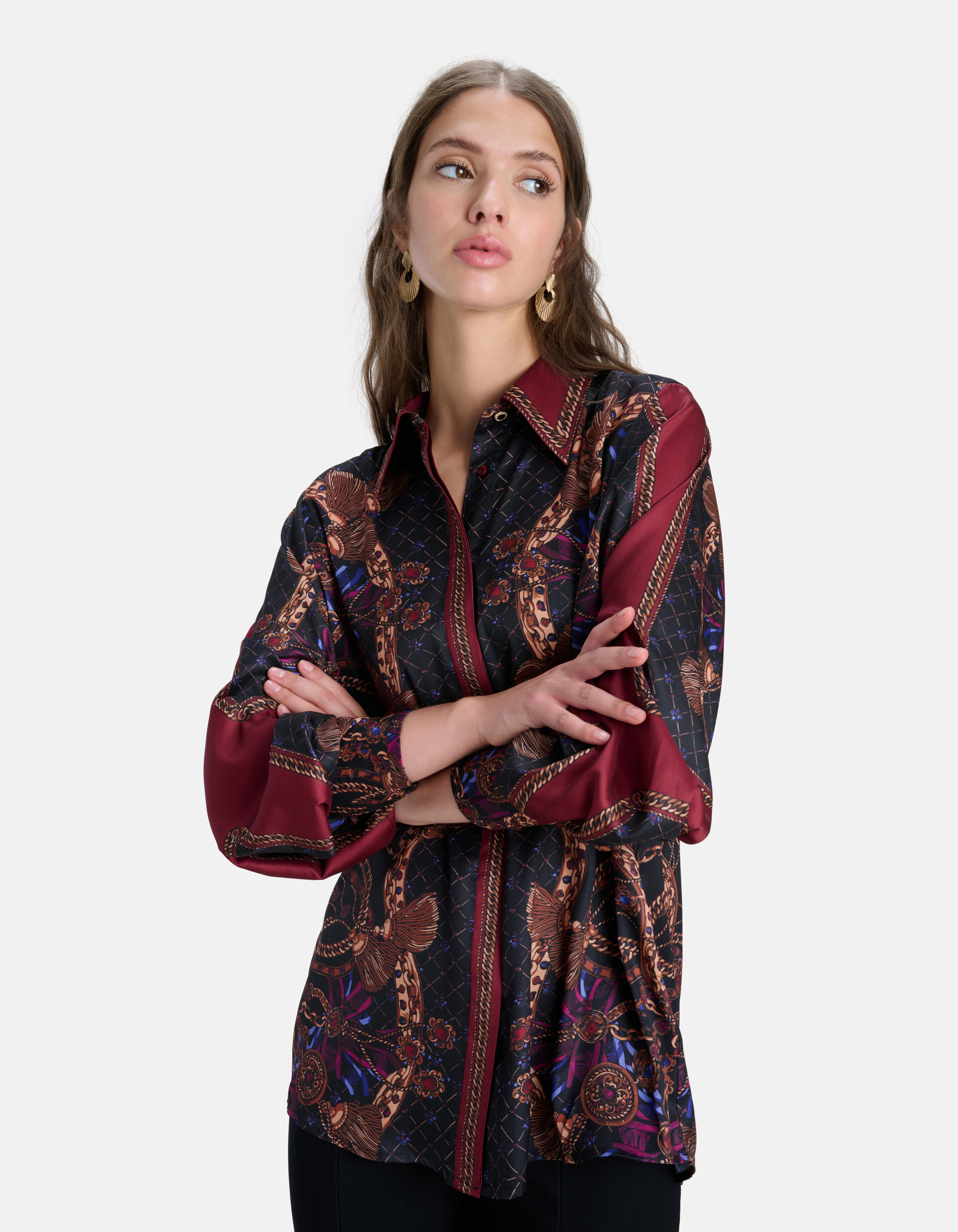 Chain Print Blouse Zwart SHOEBY WOMEN