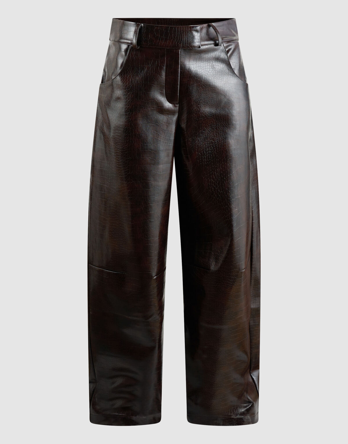 Croco Barrel Fit Broek Donkerbruin SHOEBY WOMEN