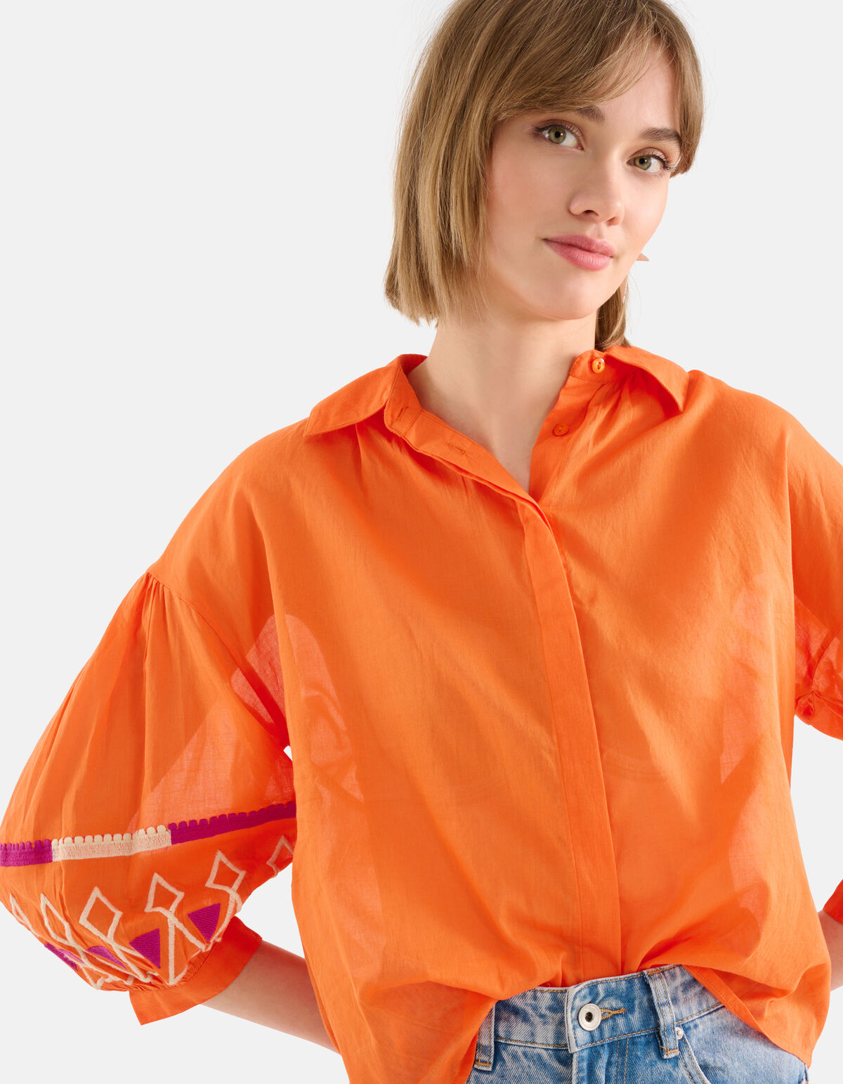 Voile Embroidery Blouse Oranje SHOEBY WOMEN