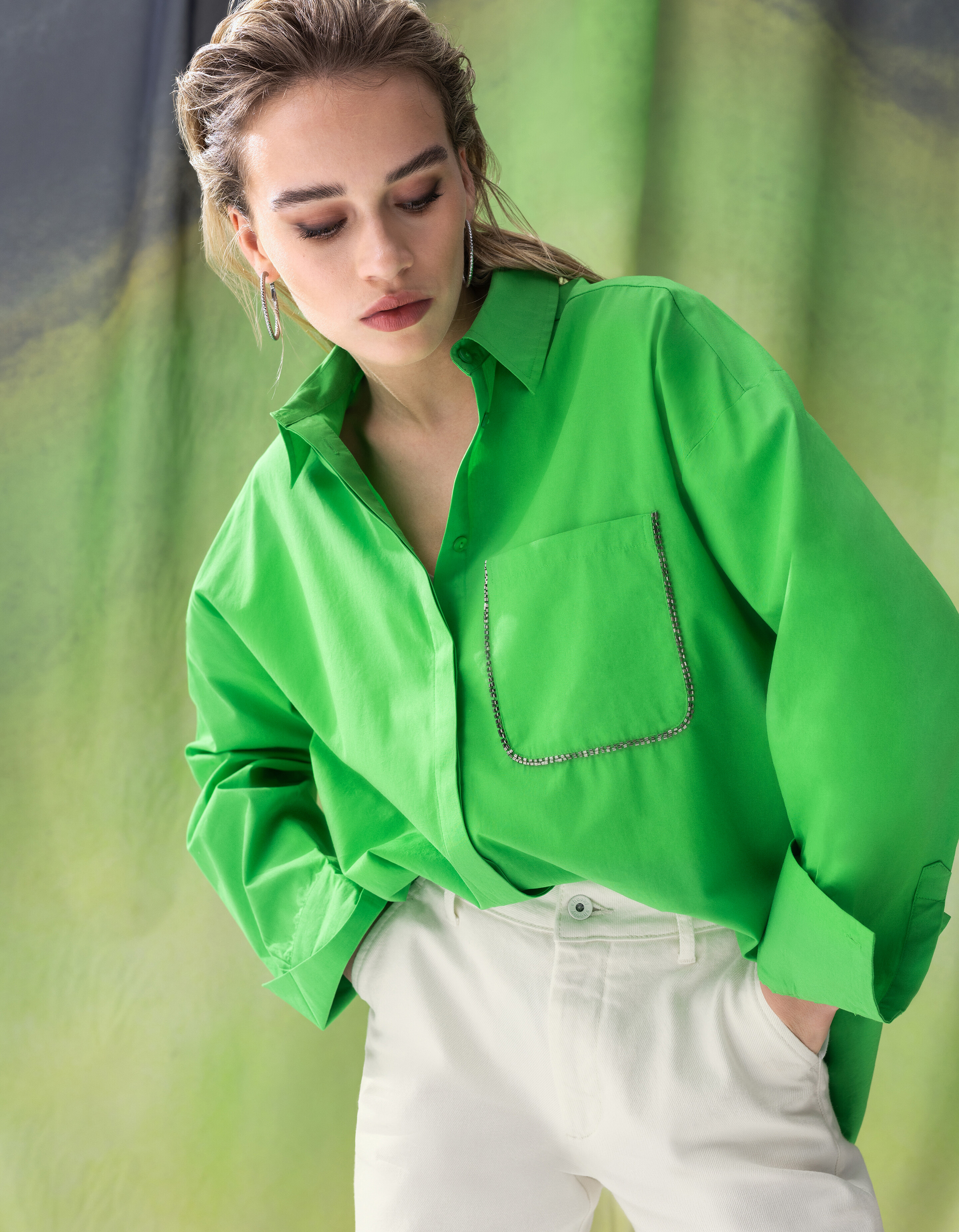 Poplin Blouse Groen By Mieke SHOEBY WOMEN