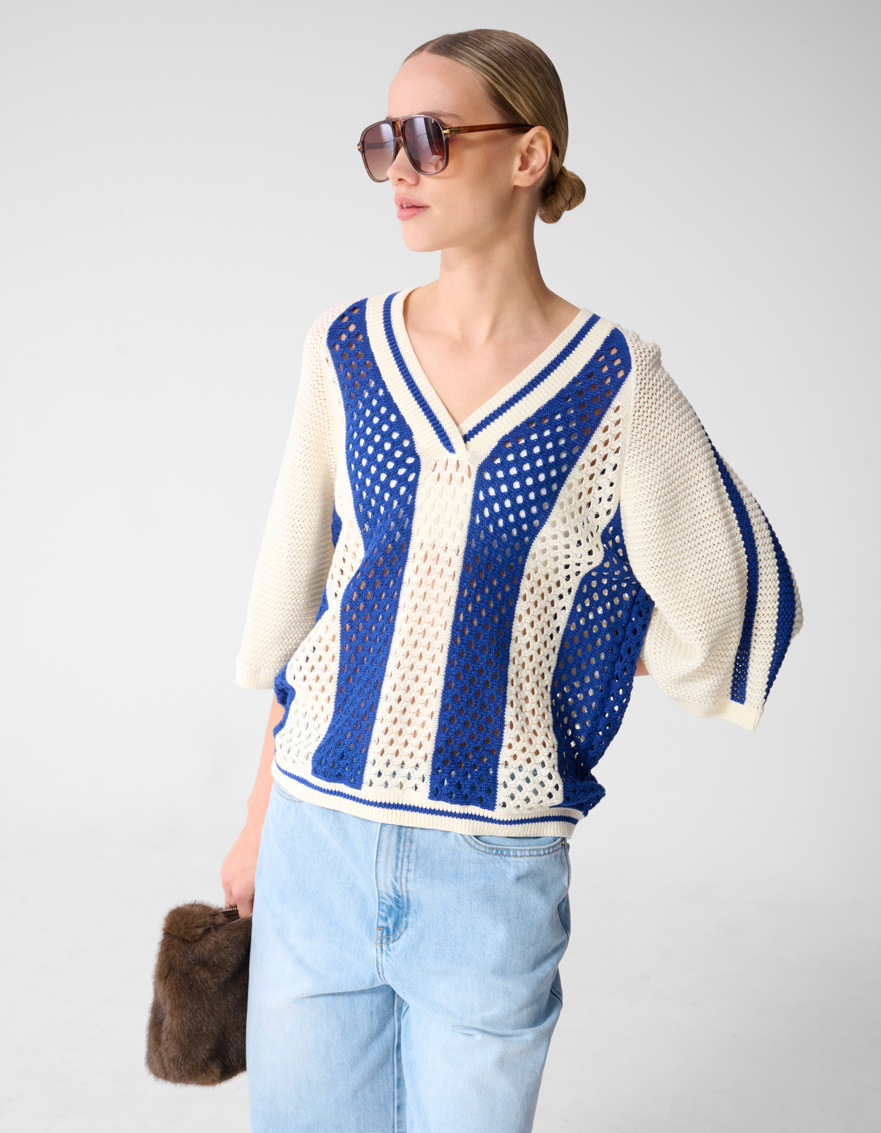 Gebreid Sporty T-shirt Gebroken Wit SHOEBY WOMEN