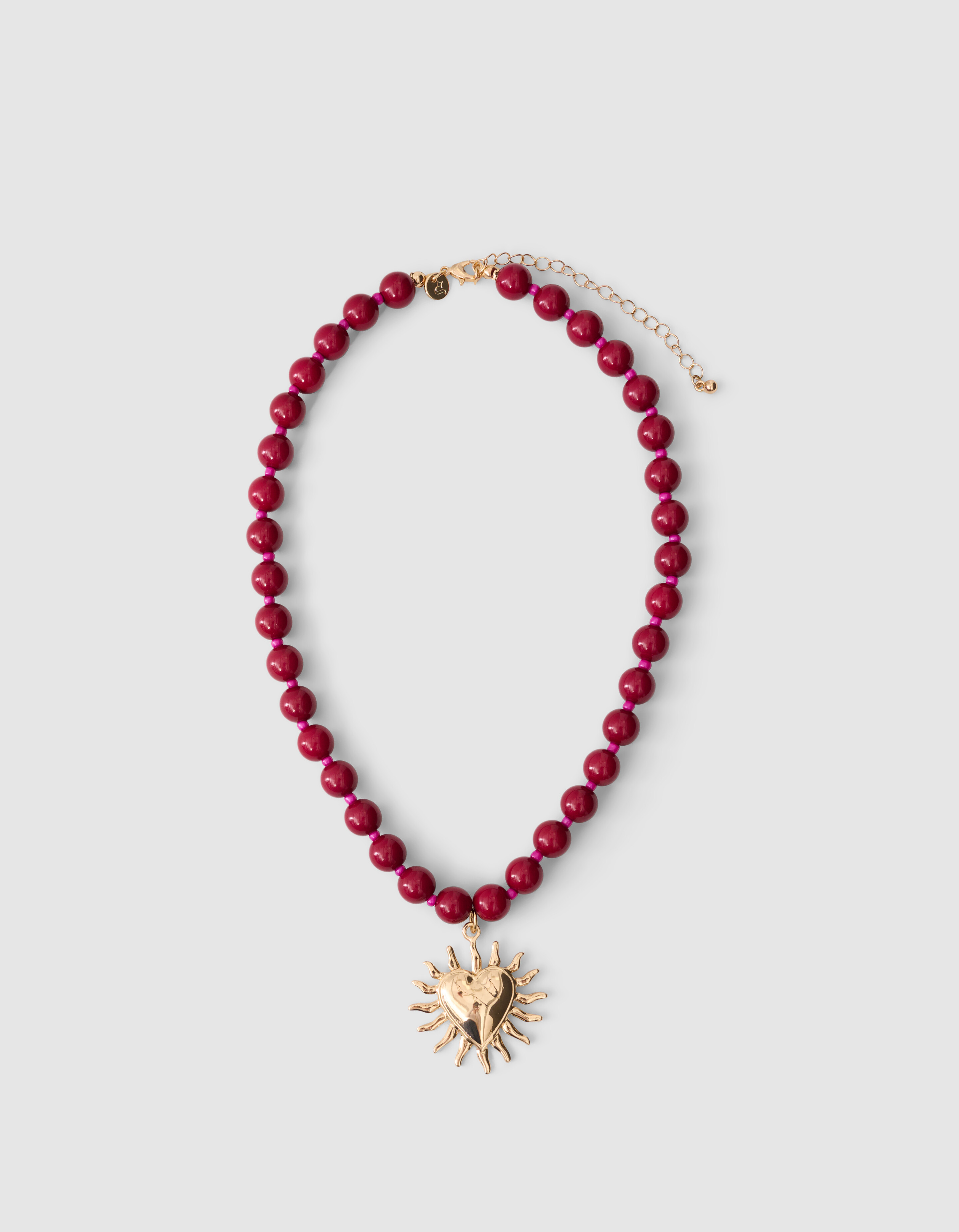 Beaded Sun Charm Ketting Rood SHOEBY ACCESSOIRES