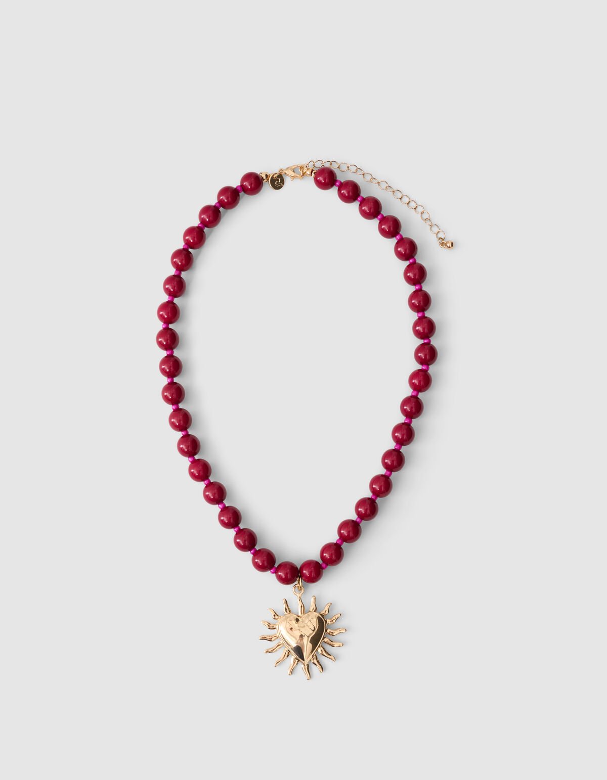 Beaded Sun Charm Ketting Rood SHOEBY ACCESSOIRES