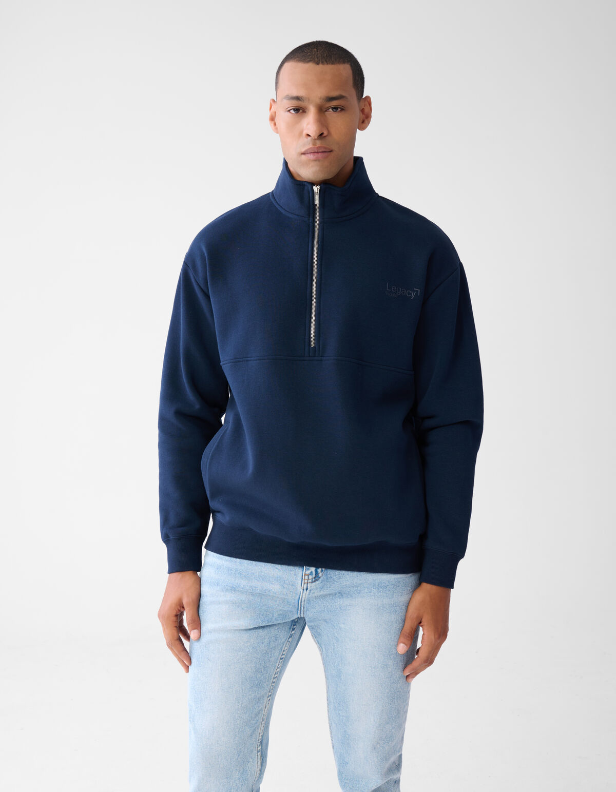 Zipper Sweater Donkerblauw SHOEBY MEN