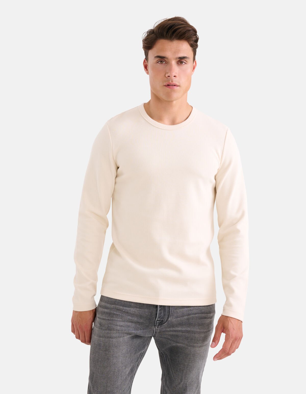 Structuur T-shirt Gebroken Wit SHOEBY MEN