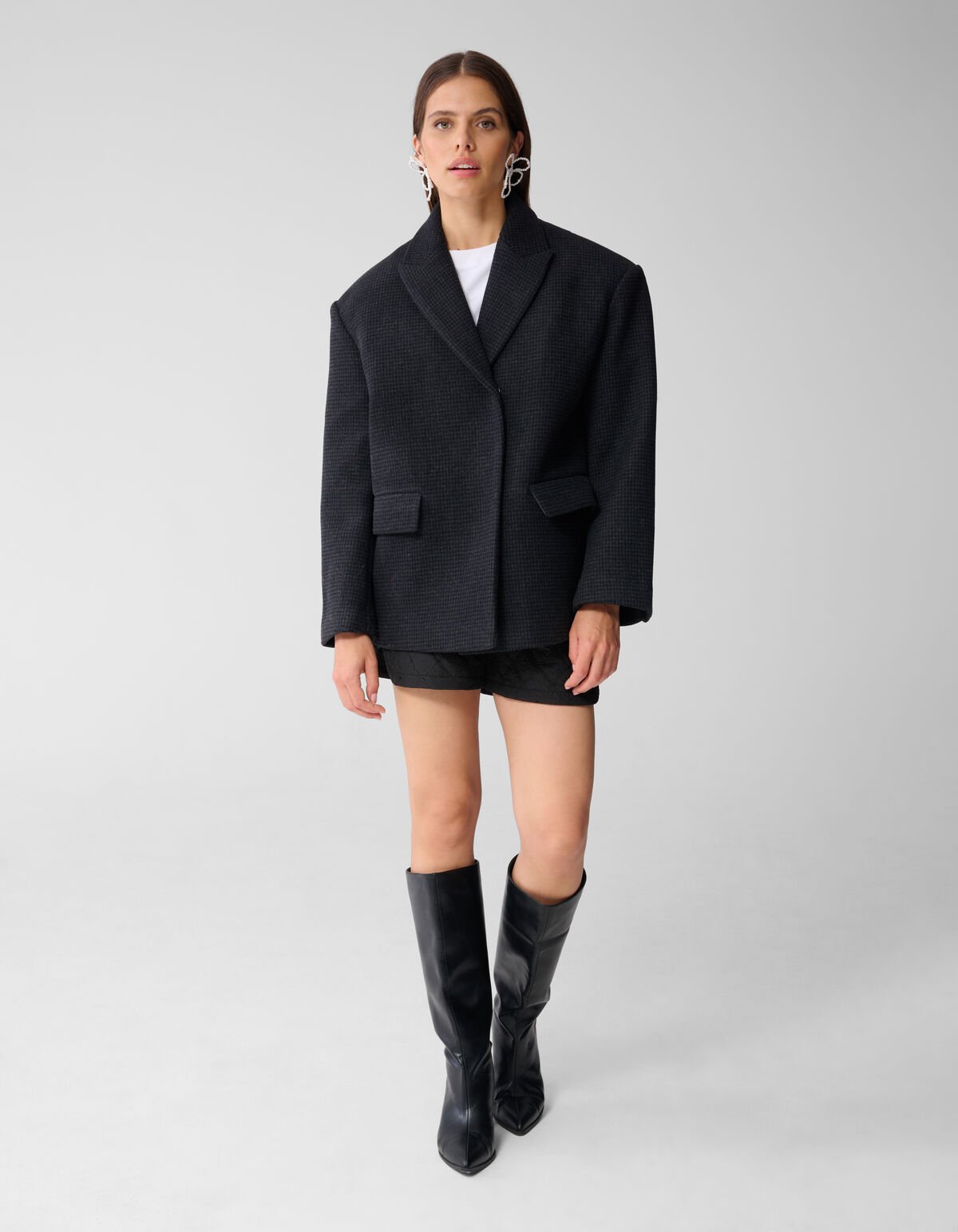 Wollen Cropped Jas Donkergrijs SHOEBY WOMEN