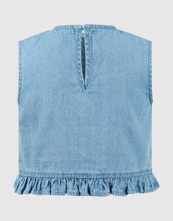 Cropped Ruffle Blouse Blauw SHOEBY GIRLS
