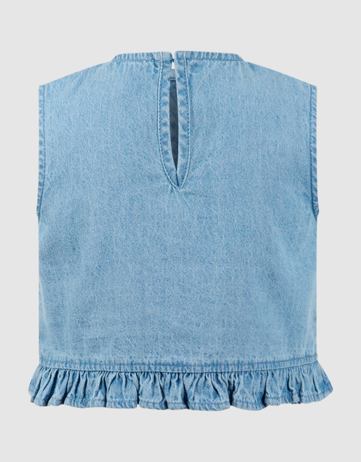 Cropped Ruffle Blouse Blauw SHOEBY GIRLS