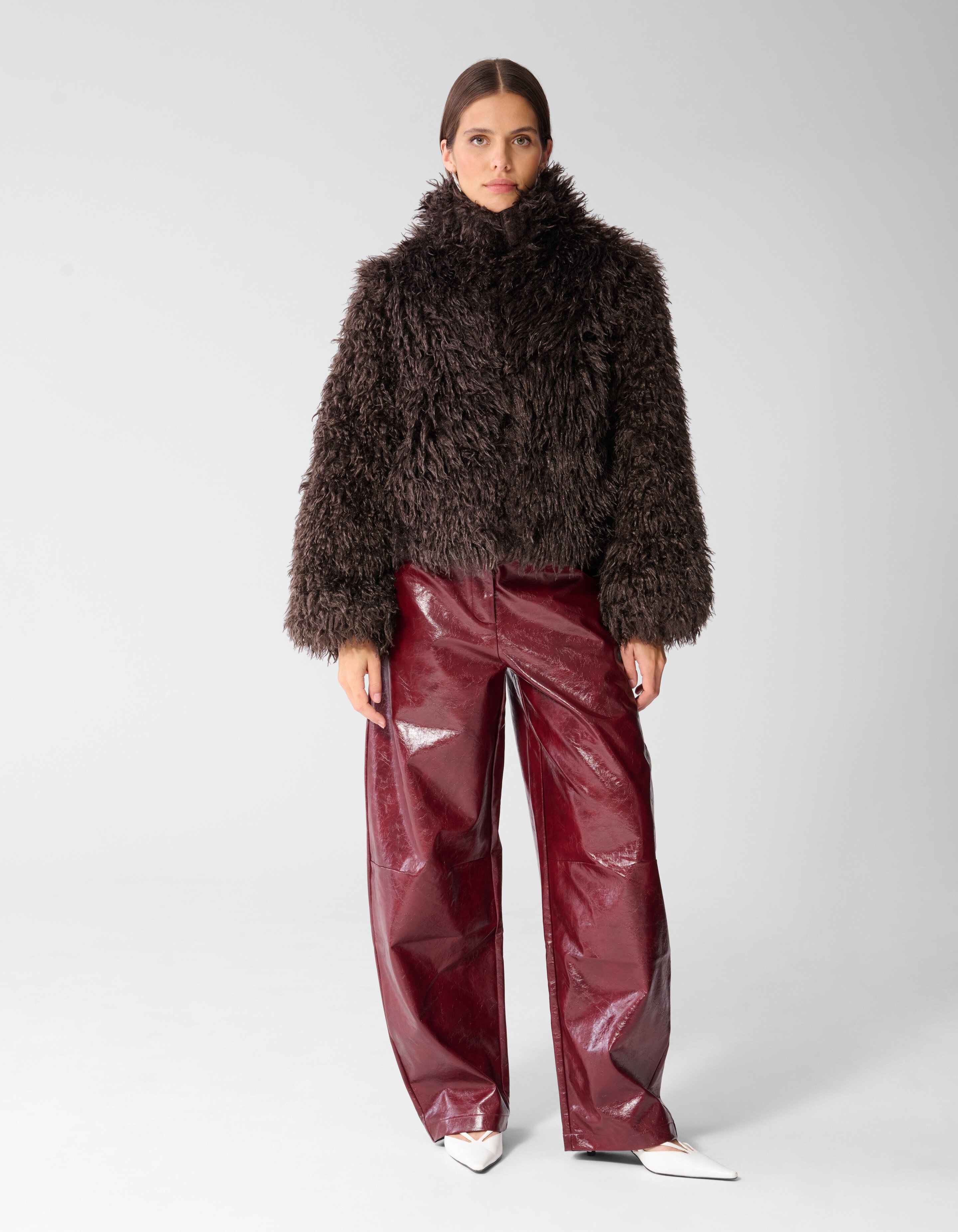 Hairy Faux Fur Jas Bruin SHOEBY WOMEN
