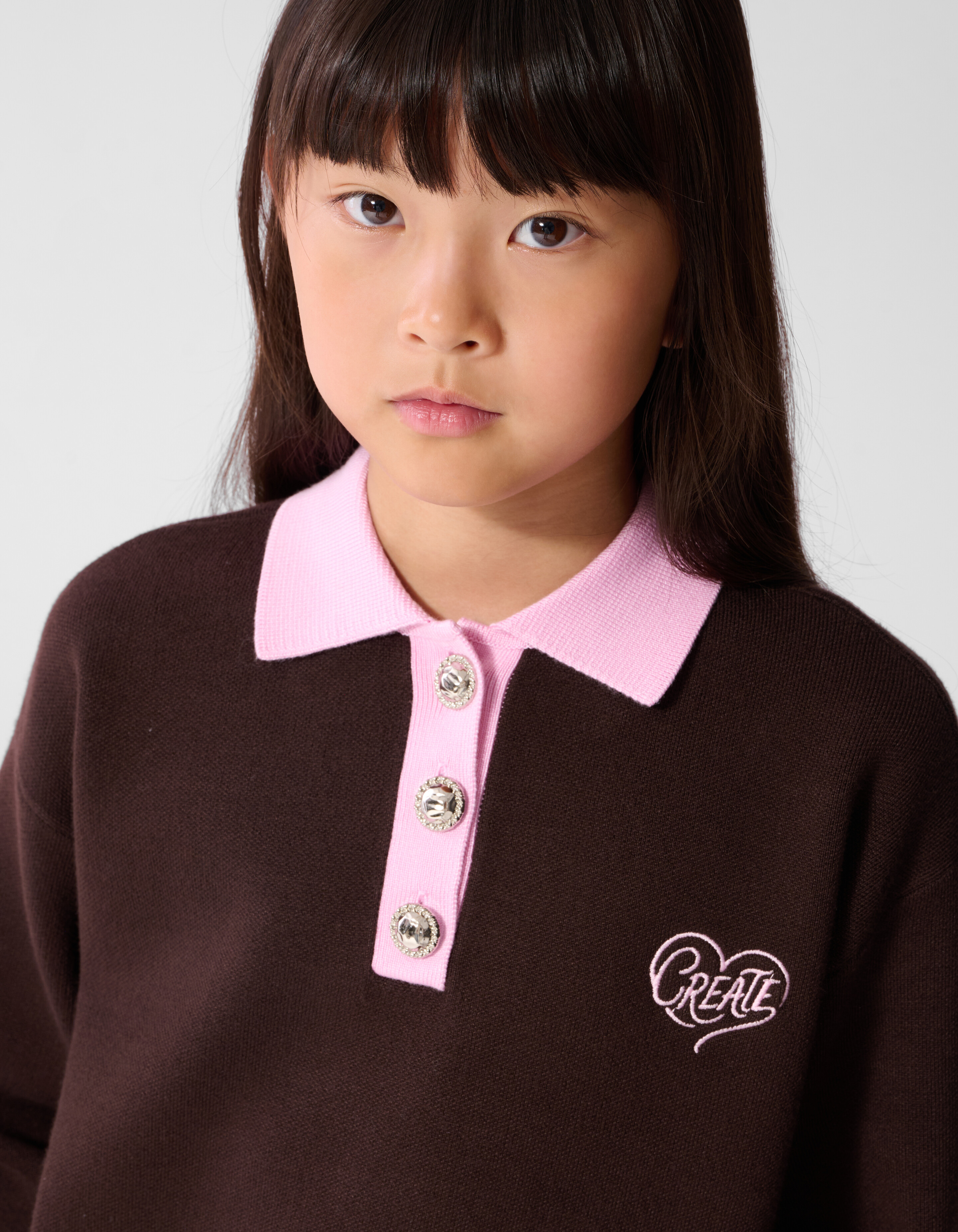 Create Gebreide Polo Bruin /Roze SHOEBY GIRLS