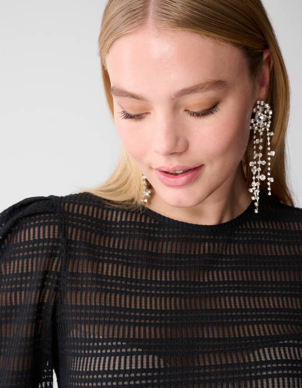 Mesh Structuur Top Zwart SHOEBY WOMEN