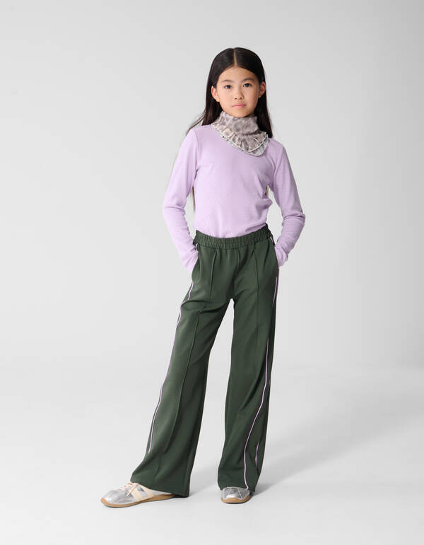 Piping Wide Leg Fit Broek Donkergroen SHOEBY GIRLS