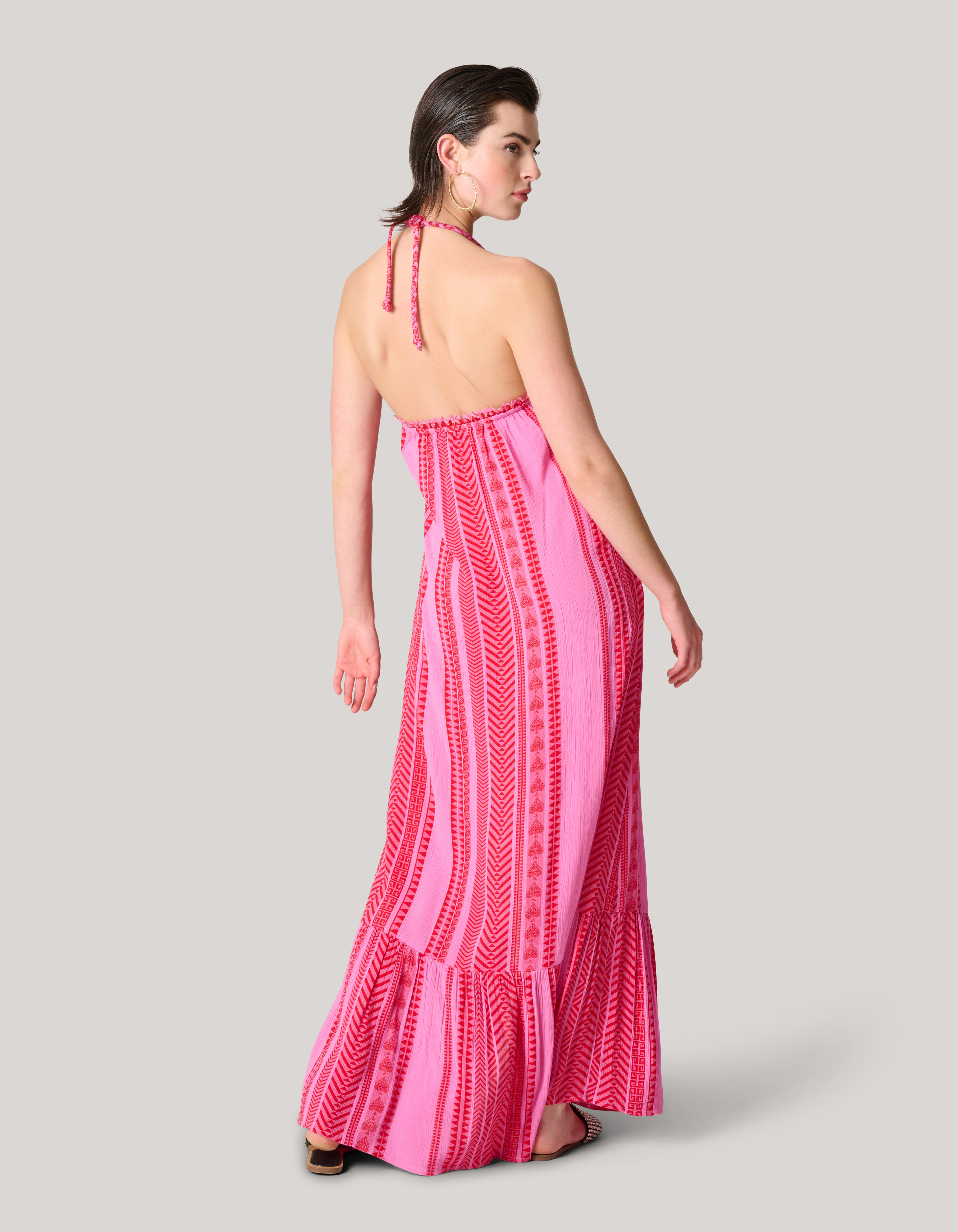 Crinkle Crochet Maxi Jurk Roze SHOEBY WOMEN